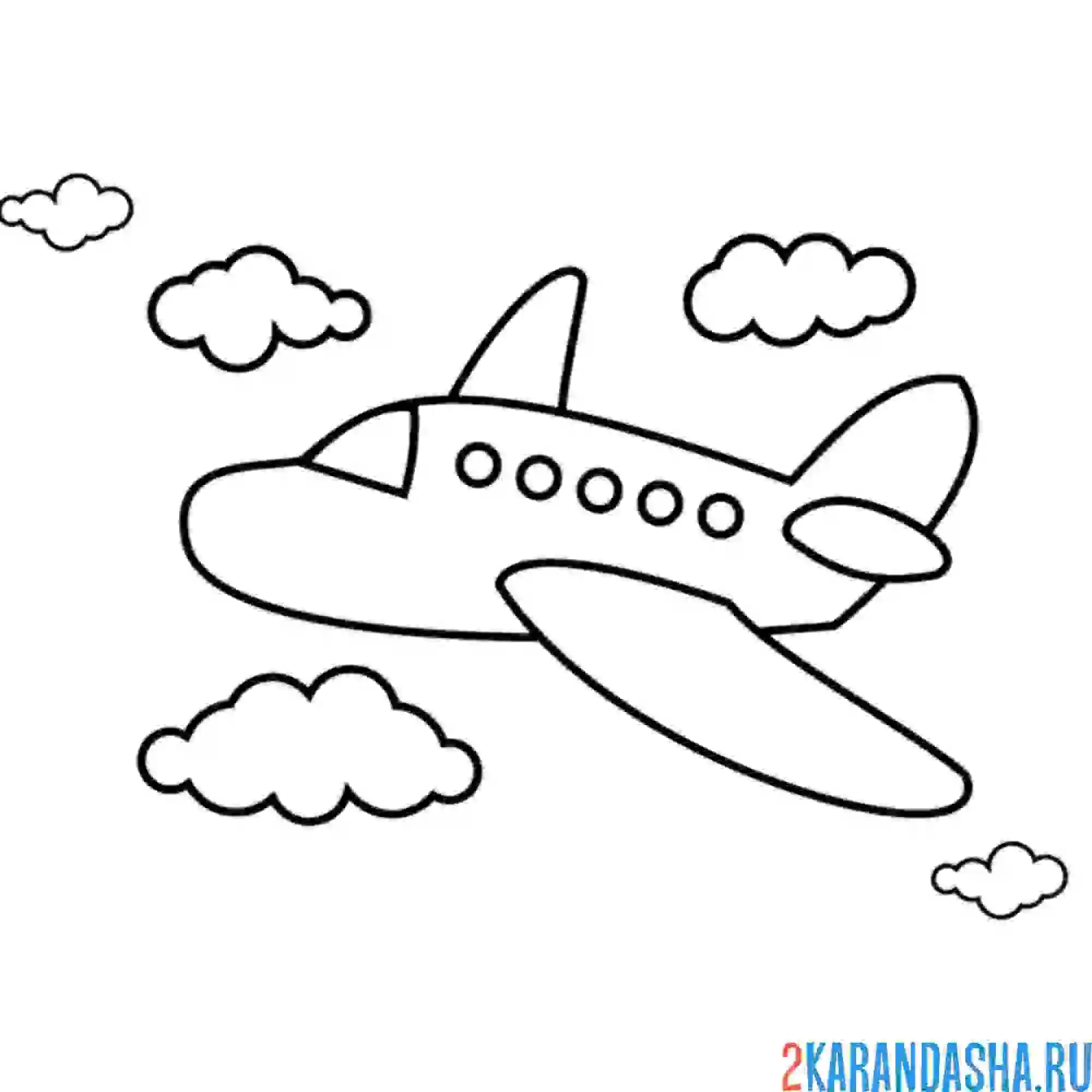 Раскраска маленький самолетик в небе