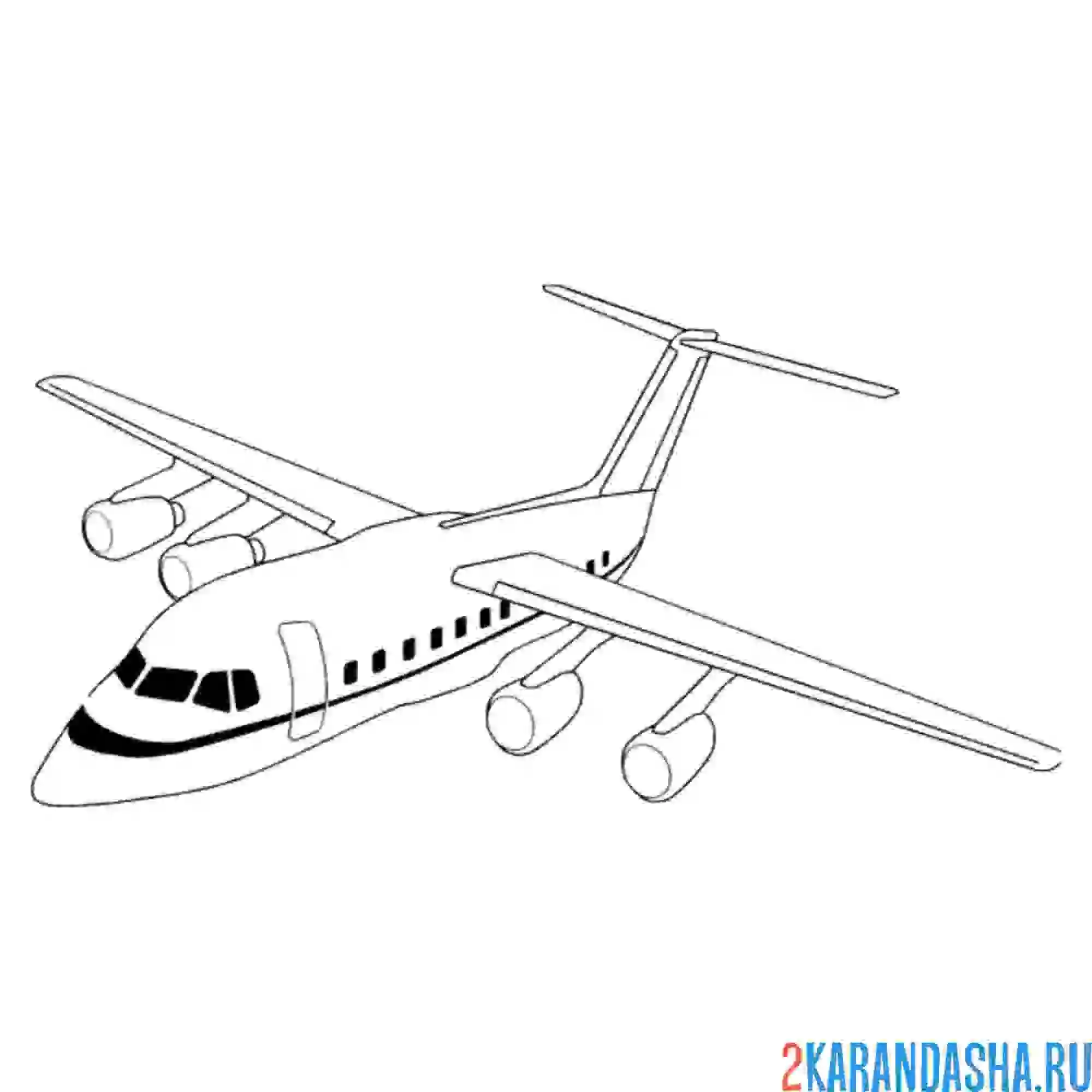 Раскраска пассажирский самолет в небе летит