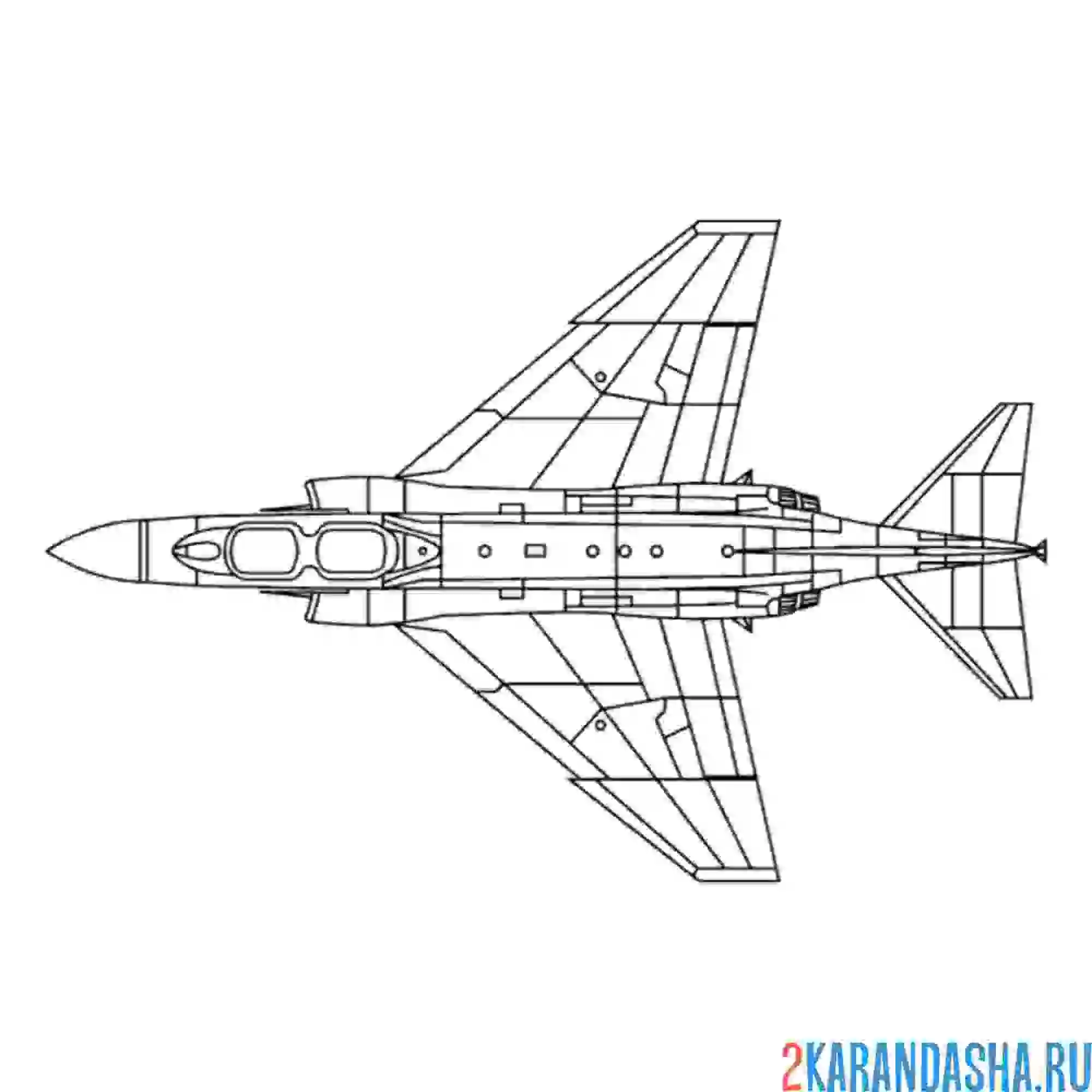 Раскраска вид сверху военный самолет