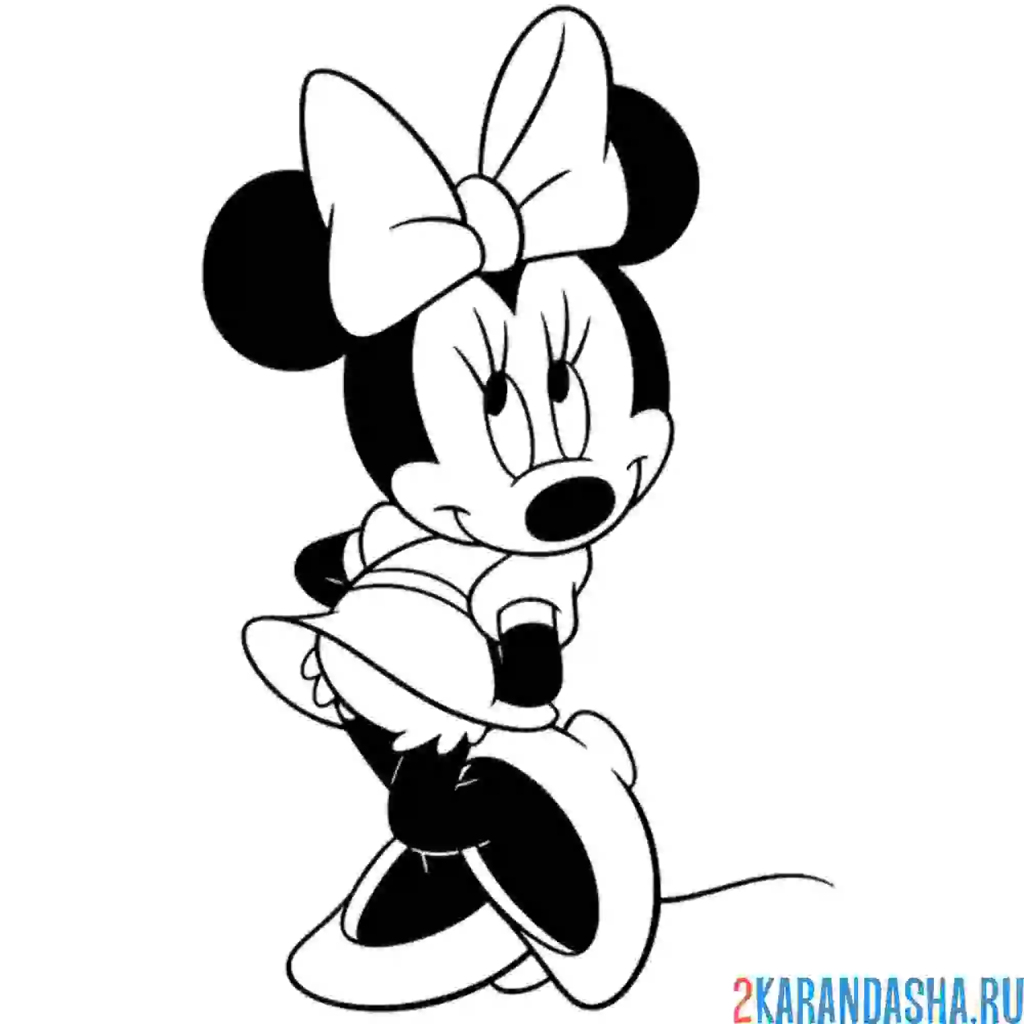 Раскраска скромная минни маус