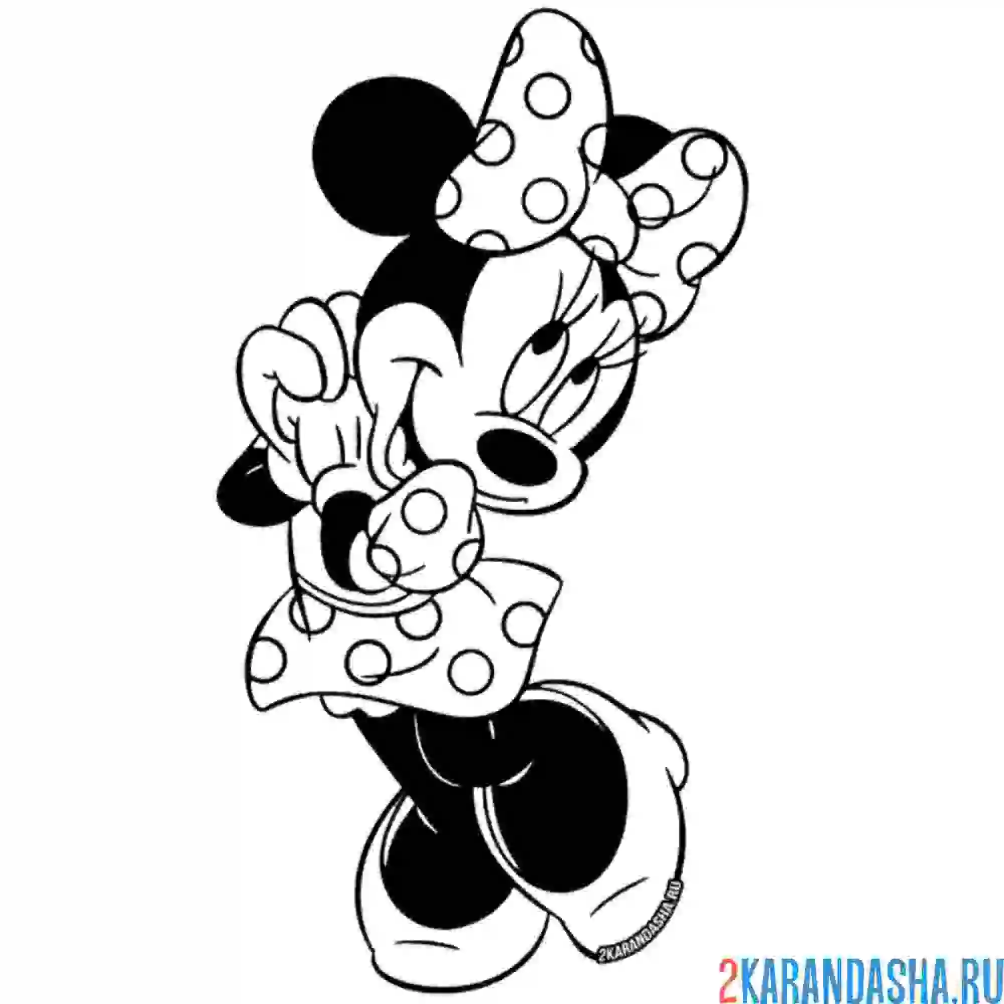 Раскраска девочка минни маус