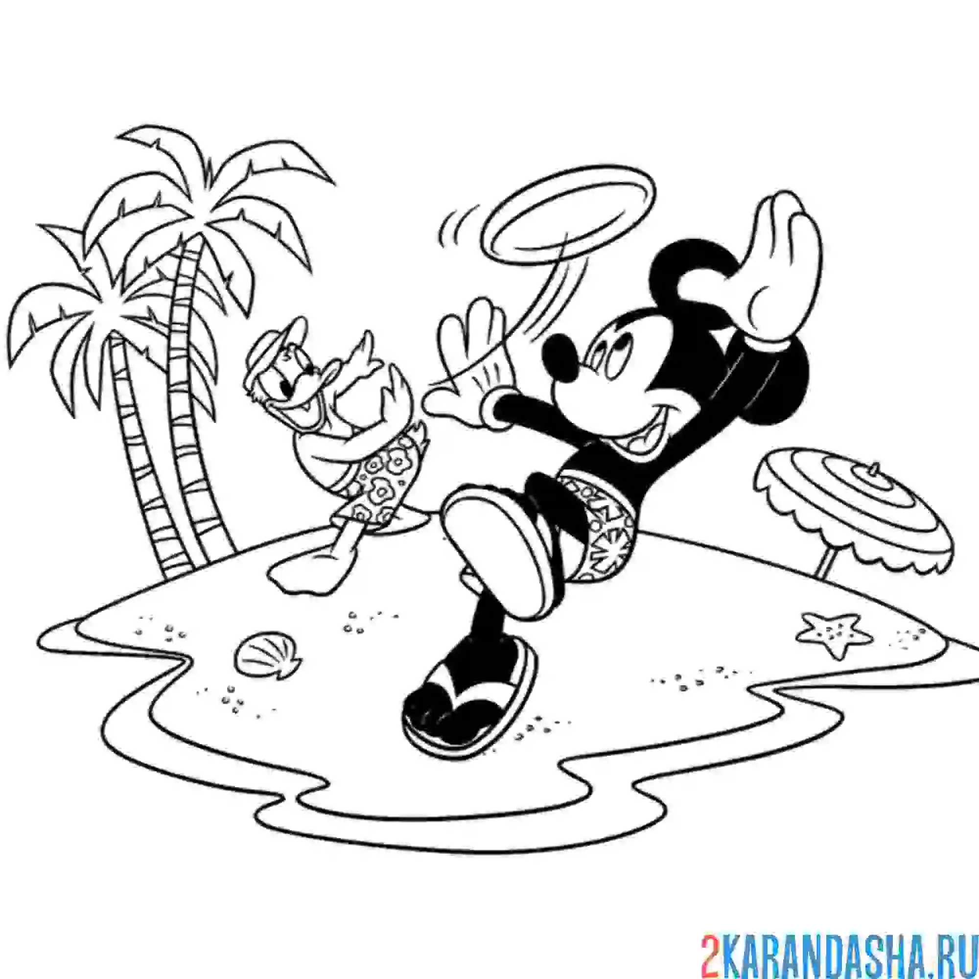 Раскраска микки маус играет в тарелочку