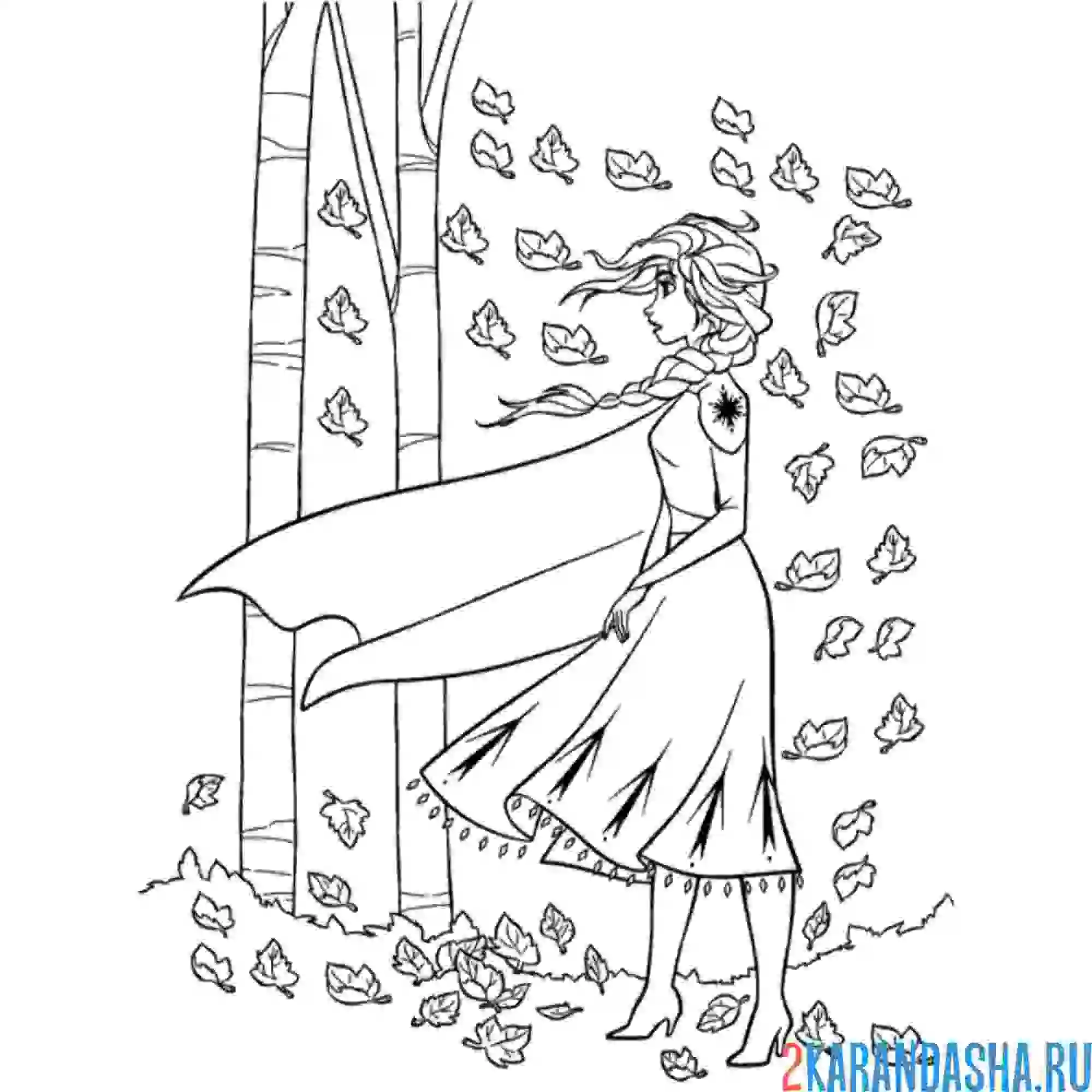Раскраска эльза в зачарованном лесу