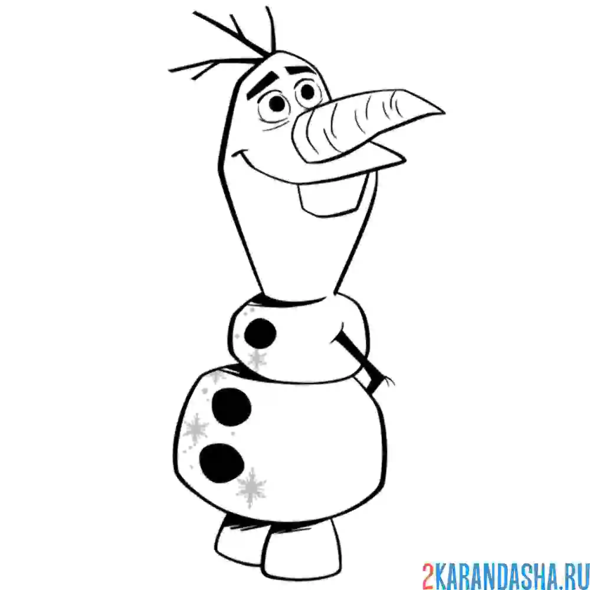 Раскраска олаф скромный снеговик