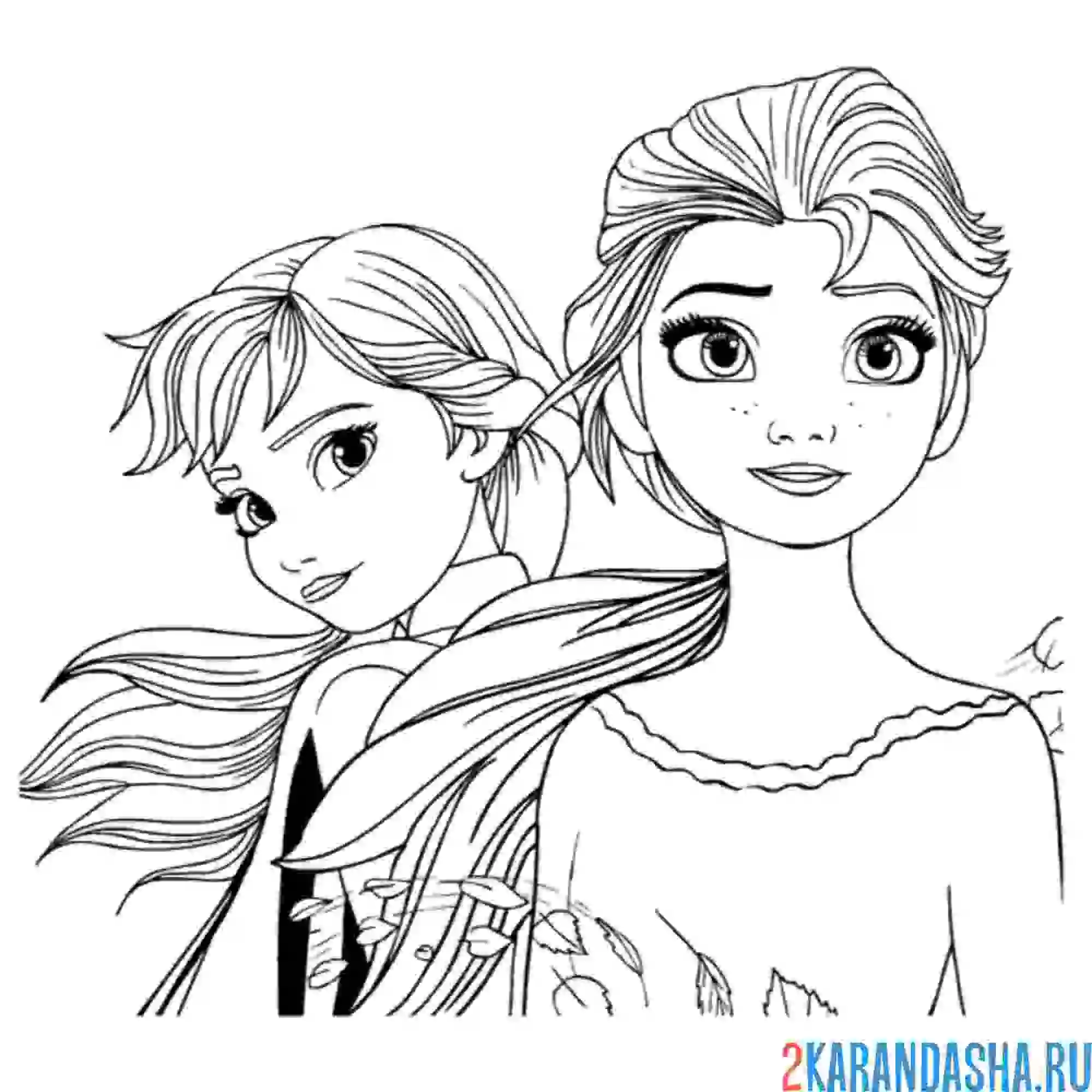 Раскраска красавицы сестры анна и эльза