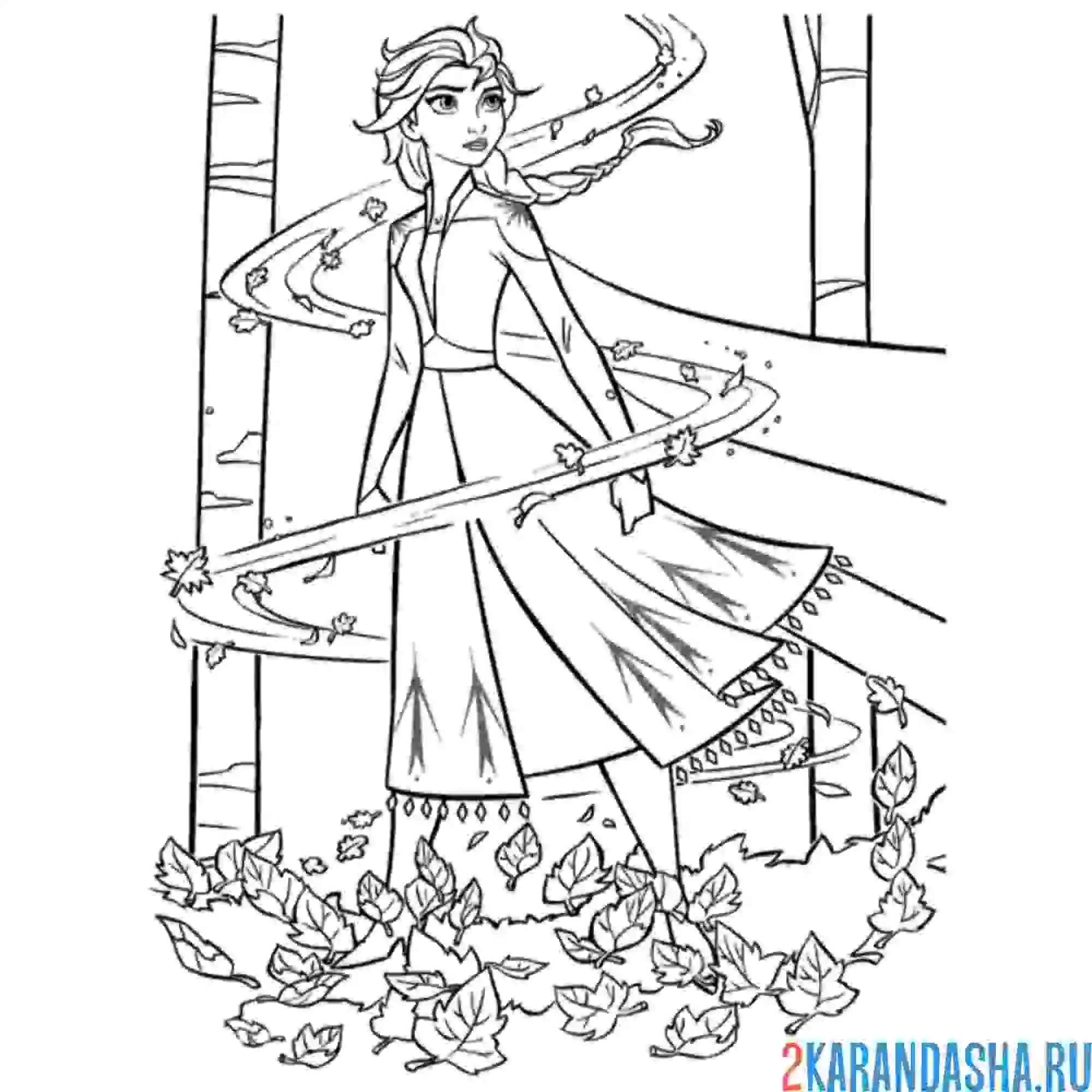 Раскраска эльза в магическом лесу