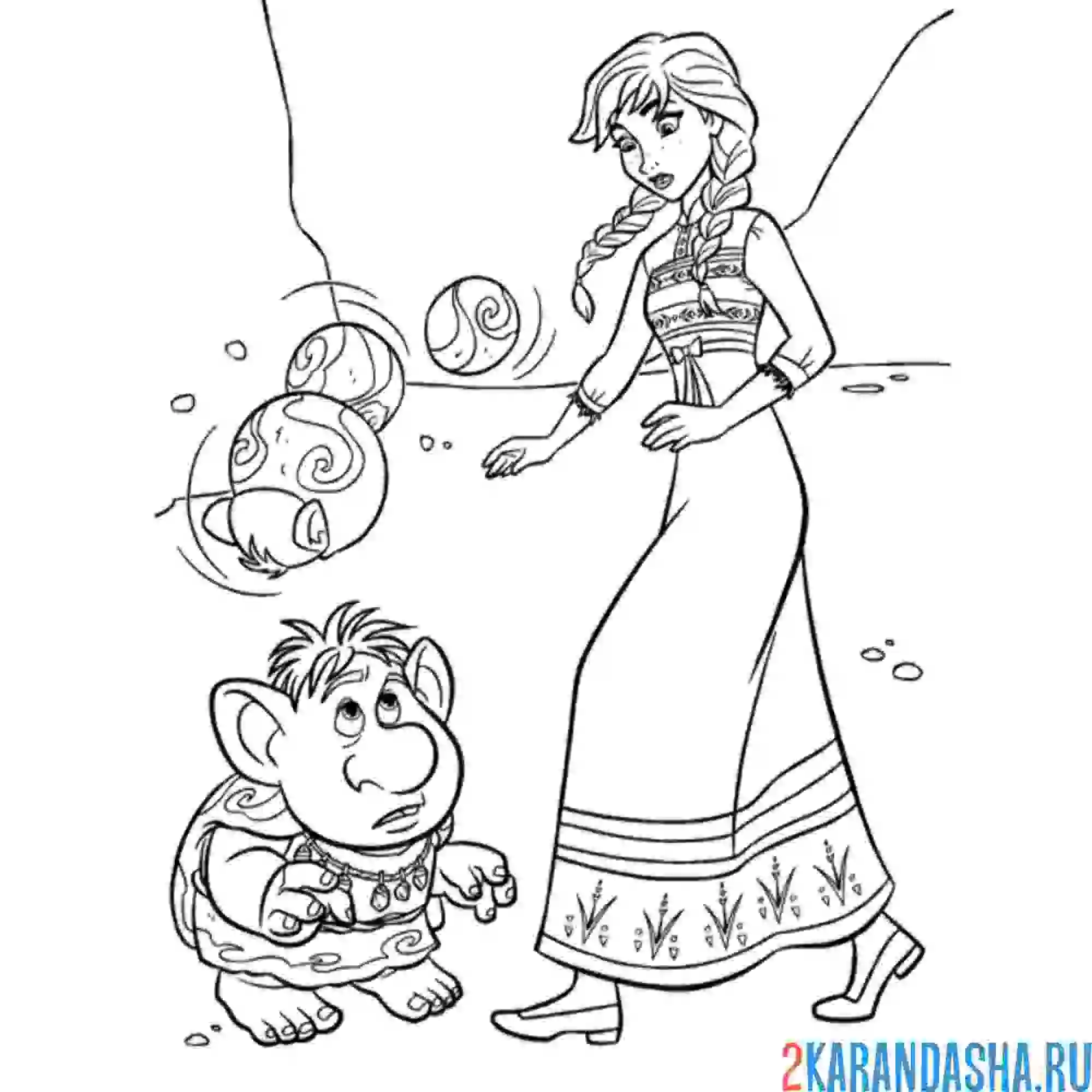 Раскраска анна и каменный тролль