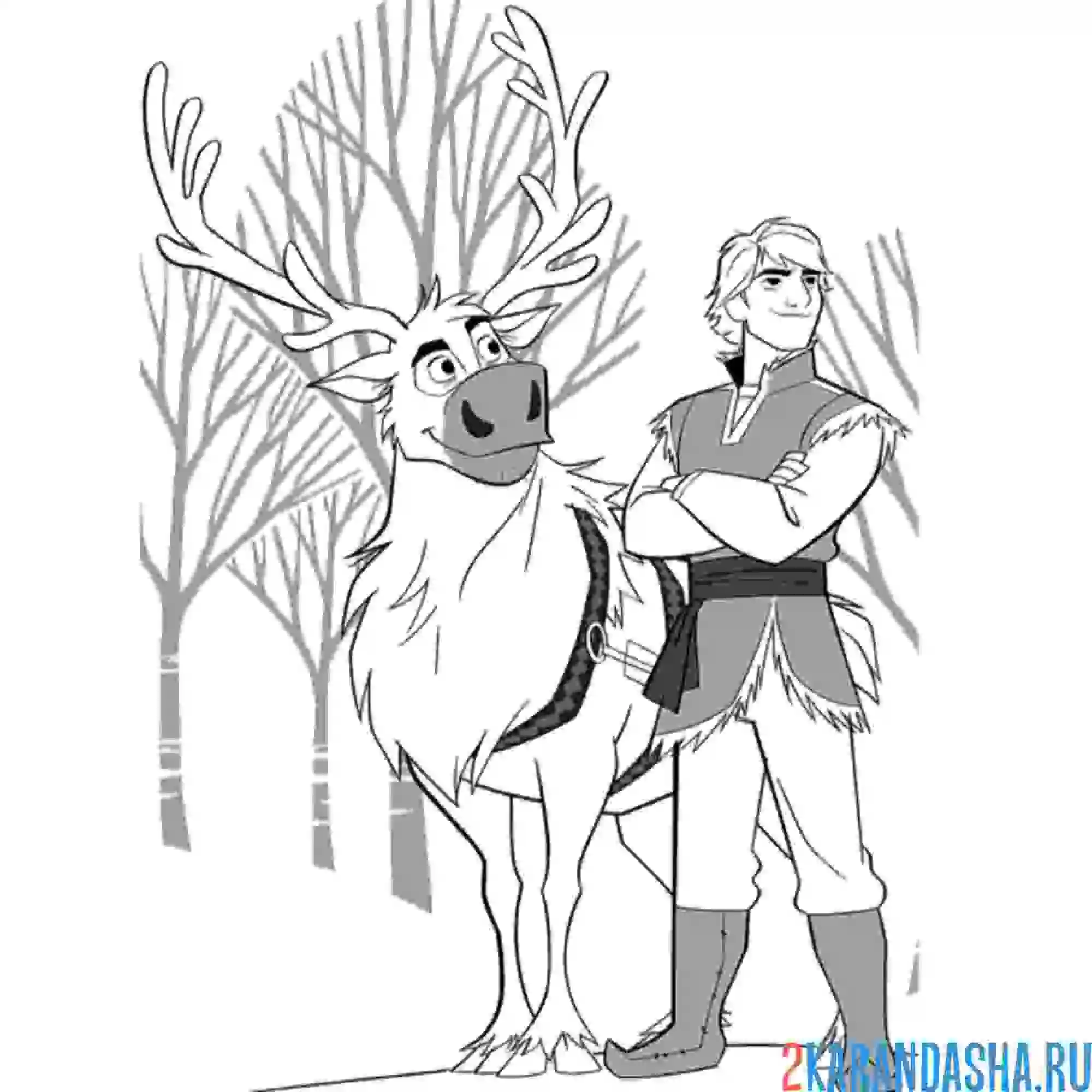 Раскраска кристофер и свен в волшебном лесу