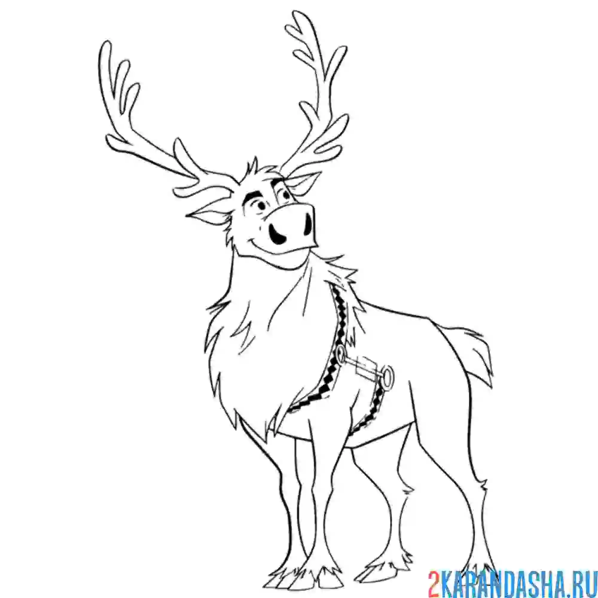 Раскраска олень свен задумался