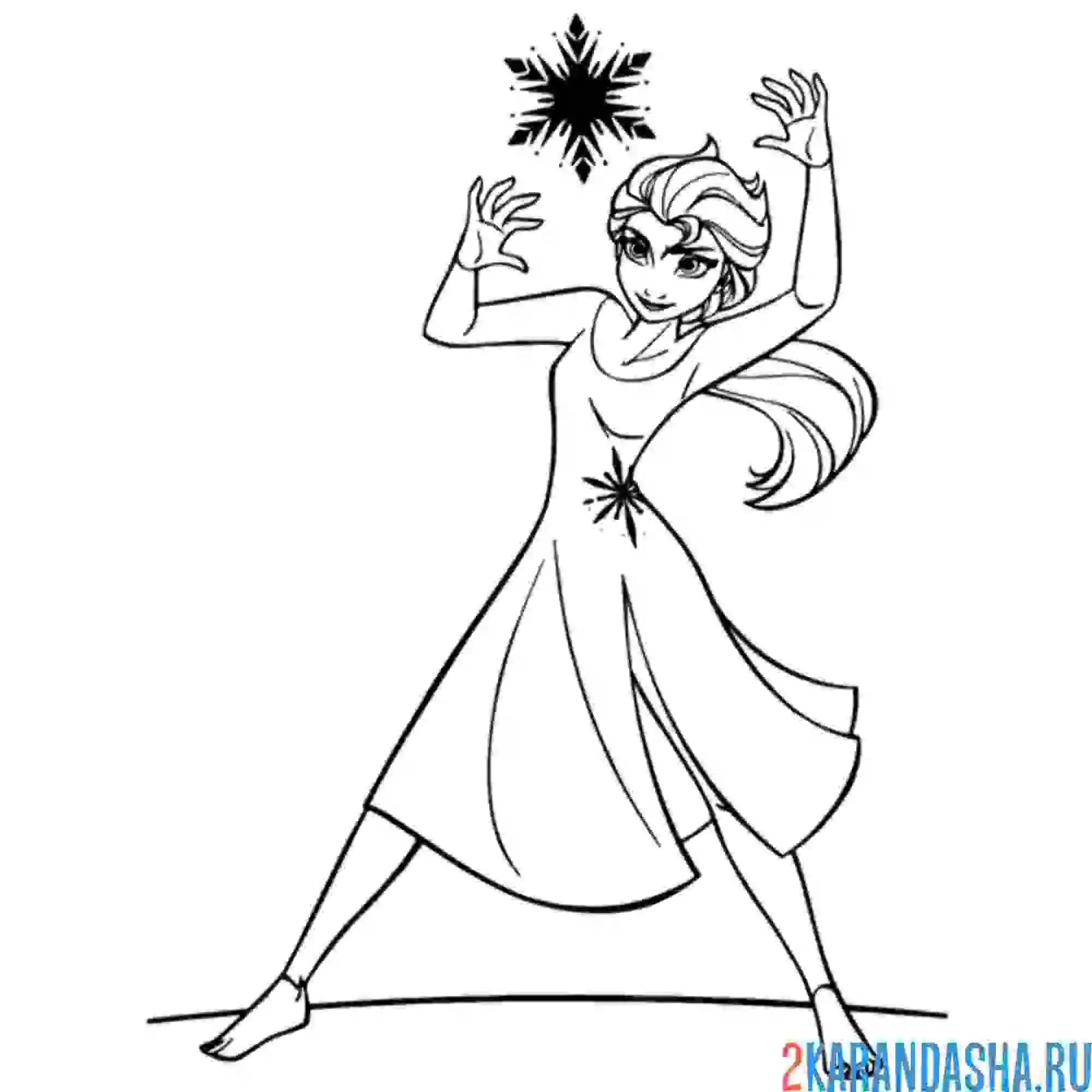 Раскраска эльза заморозила снежинку