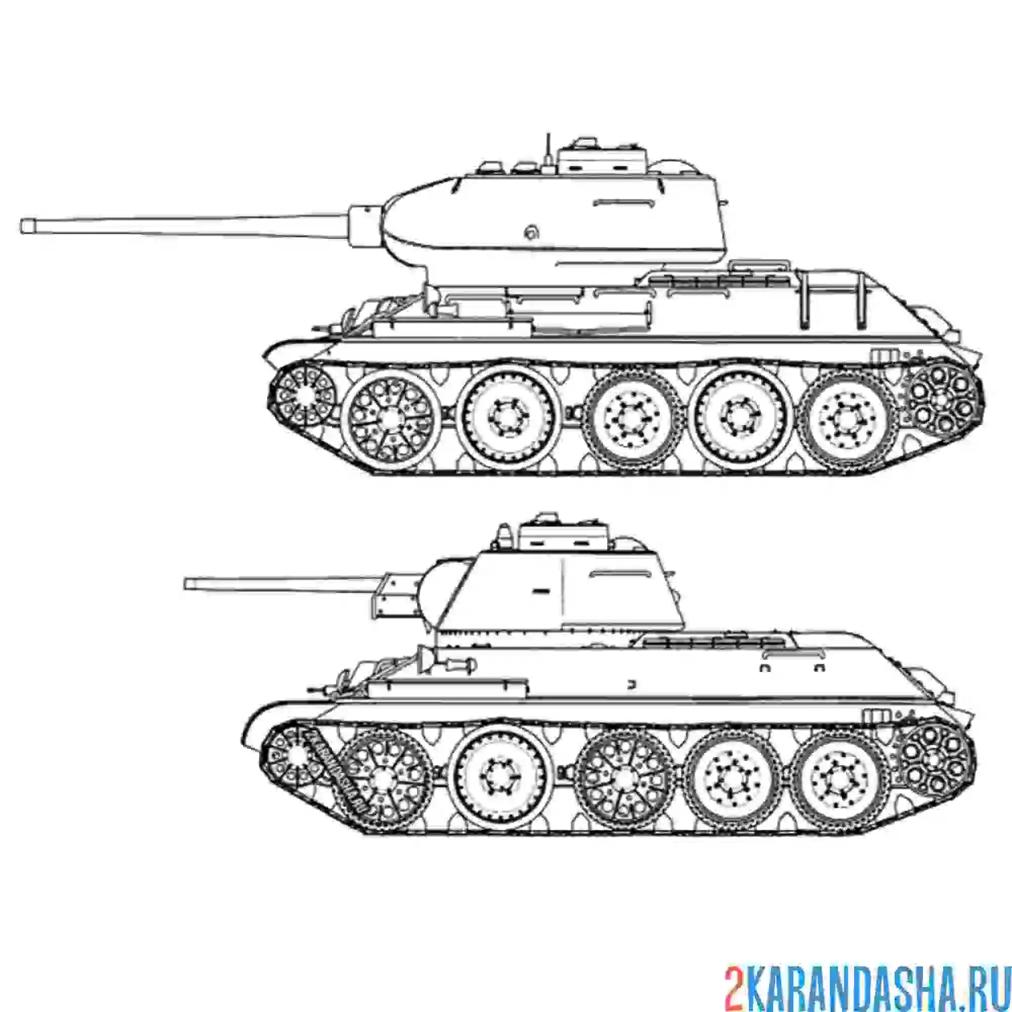 Раскраска танк т-34 модификации