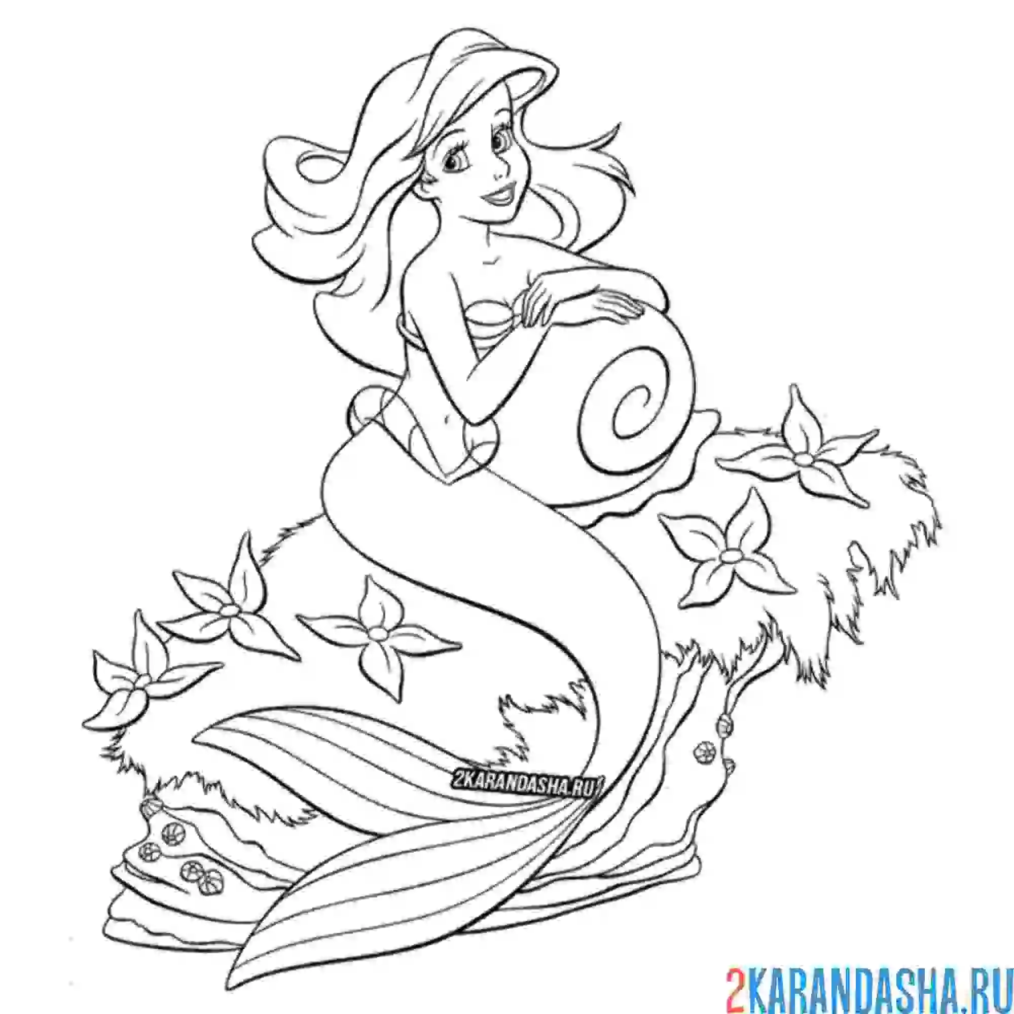 Раскраска русалочка ариэль принцесса подводного мира