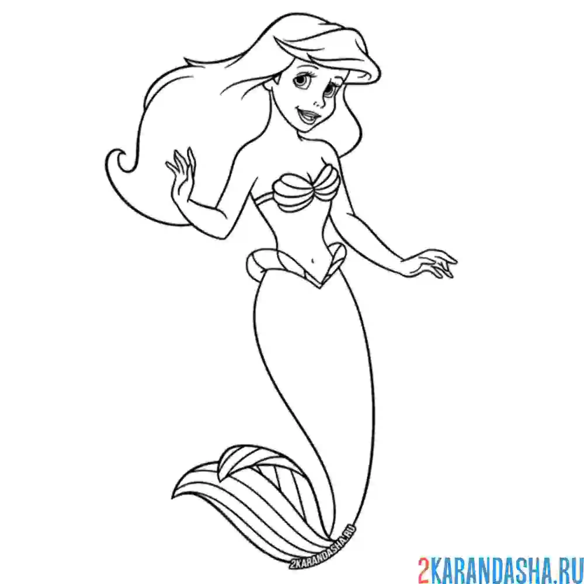 Раскраска русалочка ариэль под водой