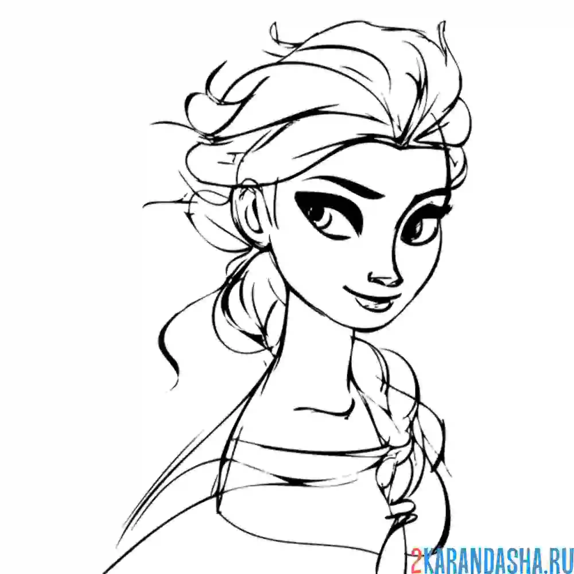 Раскраска портрет принцессы эльзы