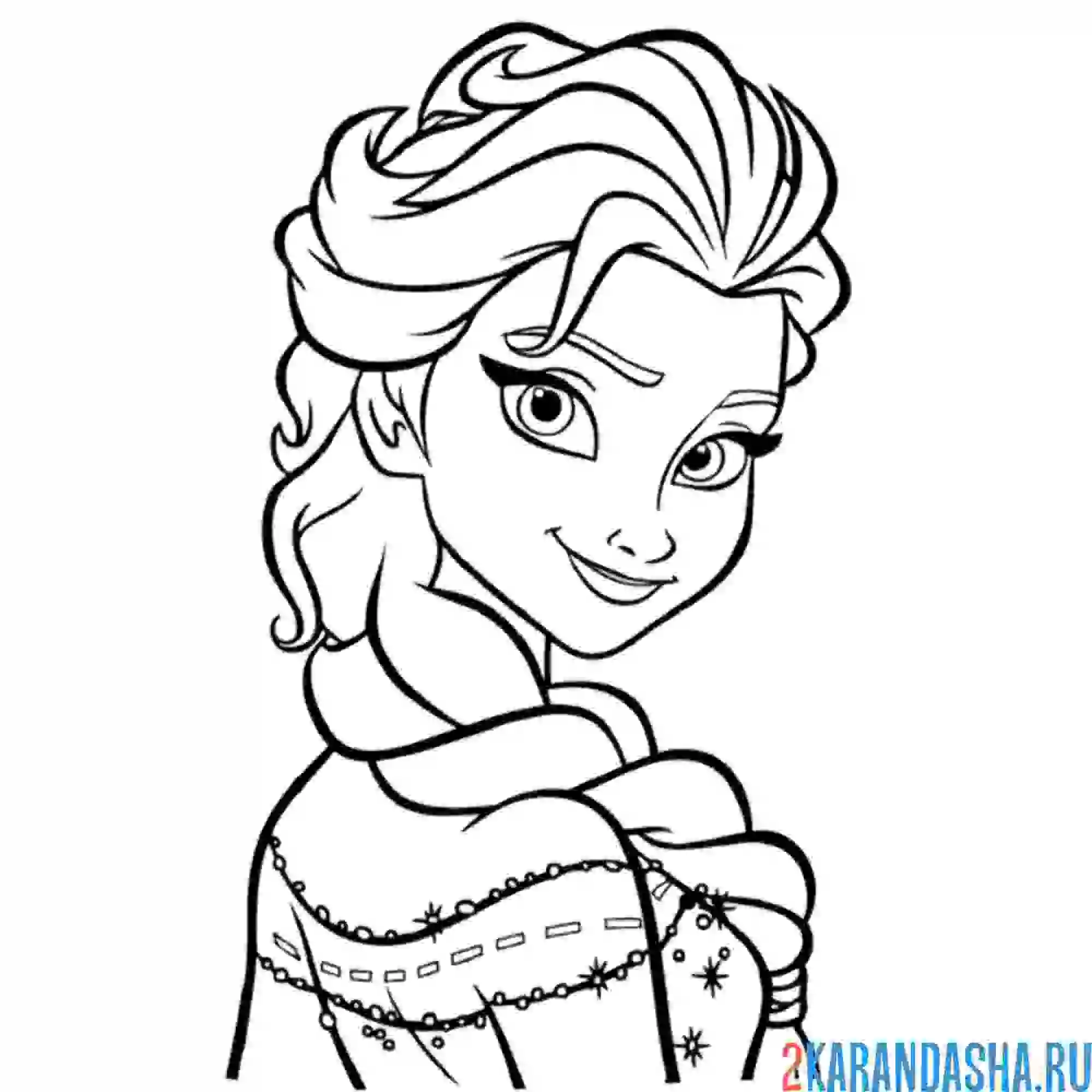 Раскраска эльза красивая принцесса