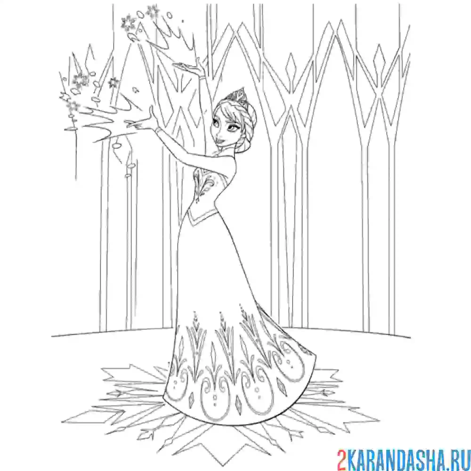 Раскраска эльза в своем замке