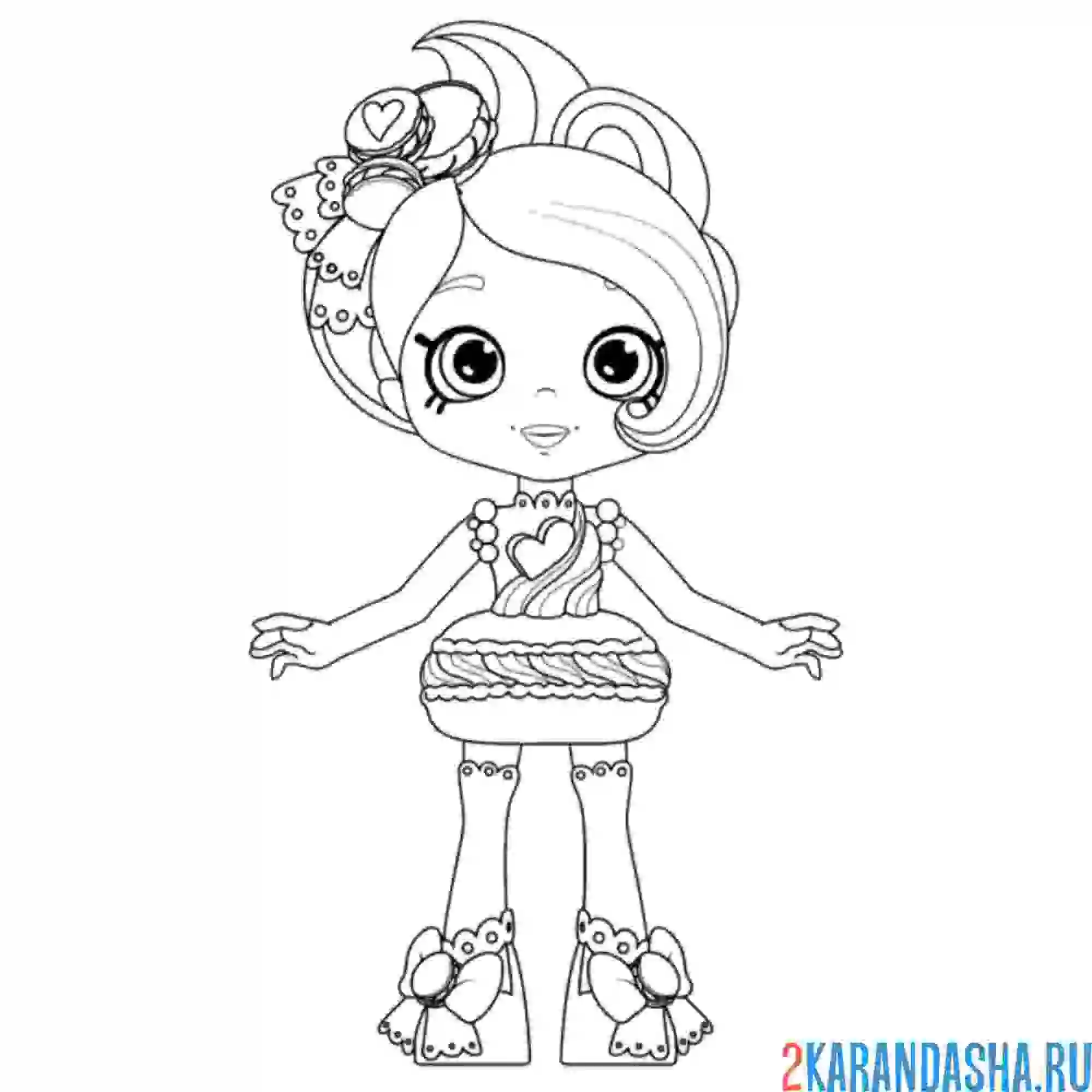 Раскраска шопкинс кукла мэйси макарон