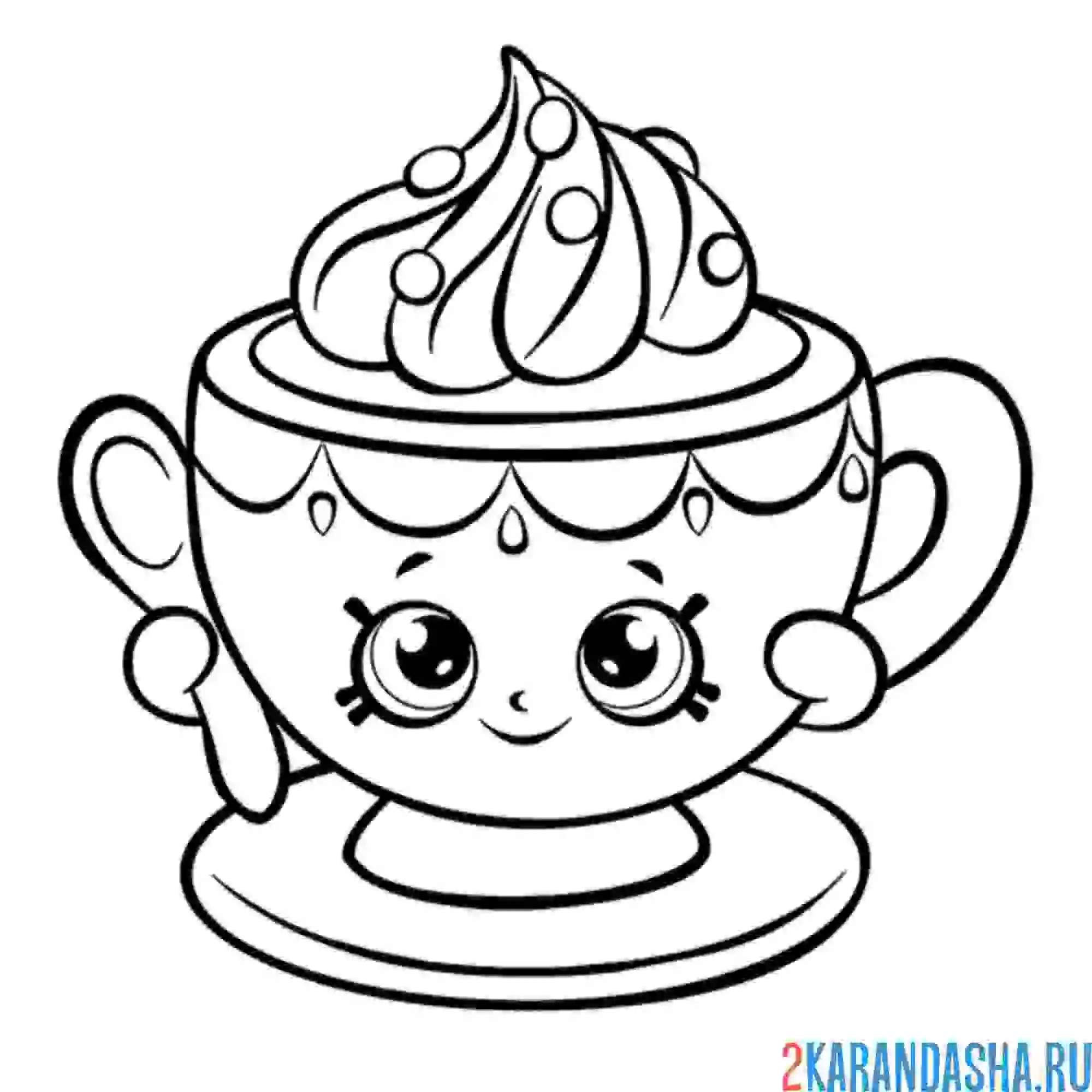 Раскраска шопка чашка тини