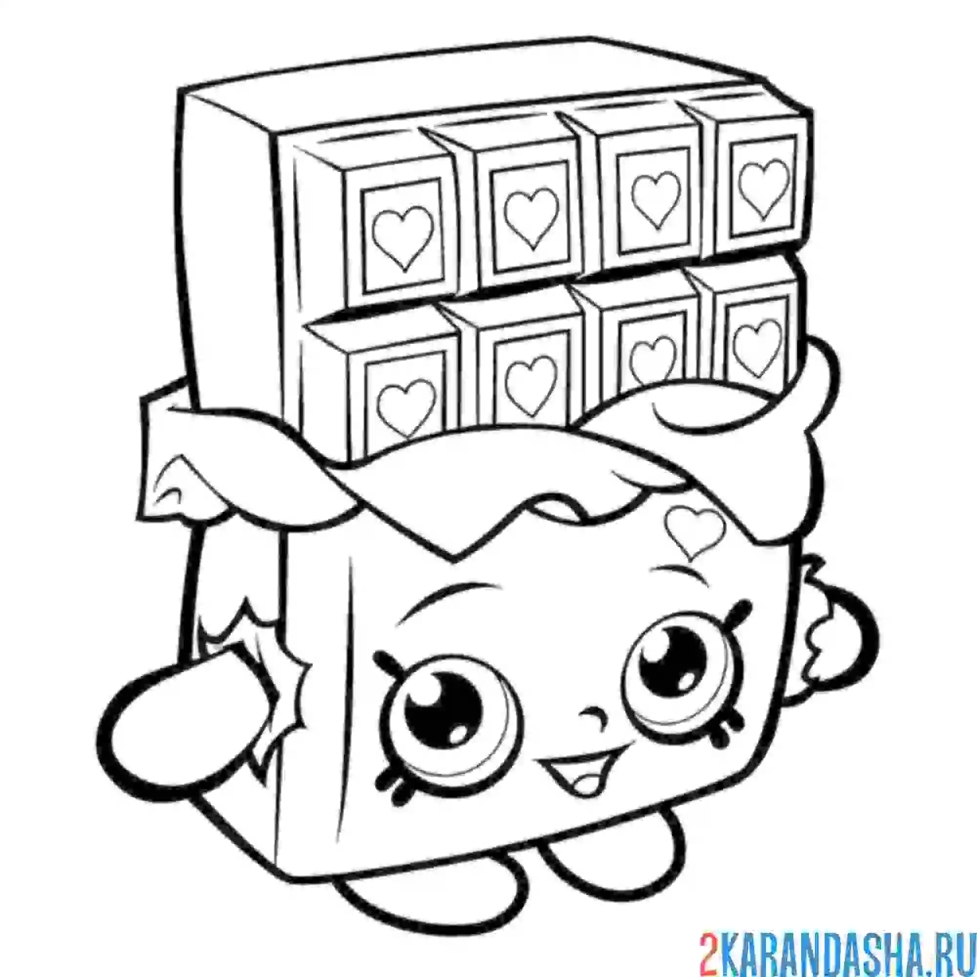 Раскраска шопкинс шоколадка с сердечками