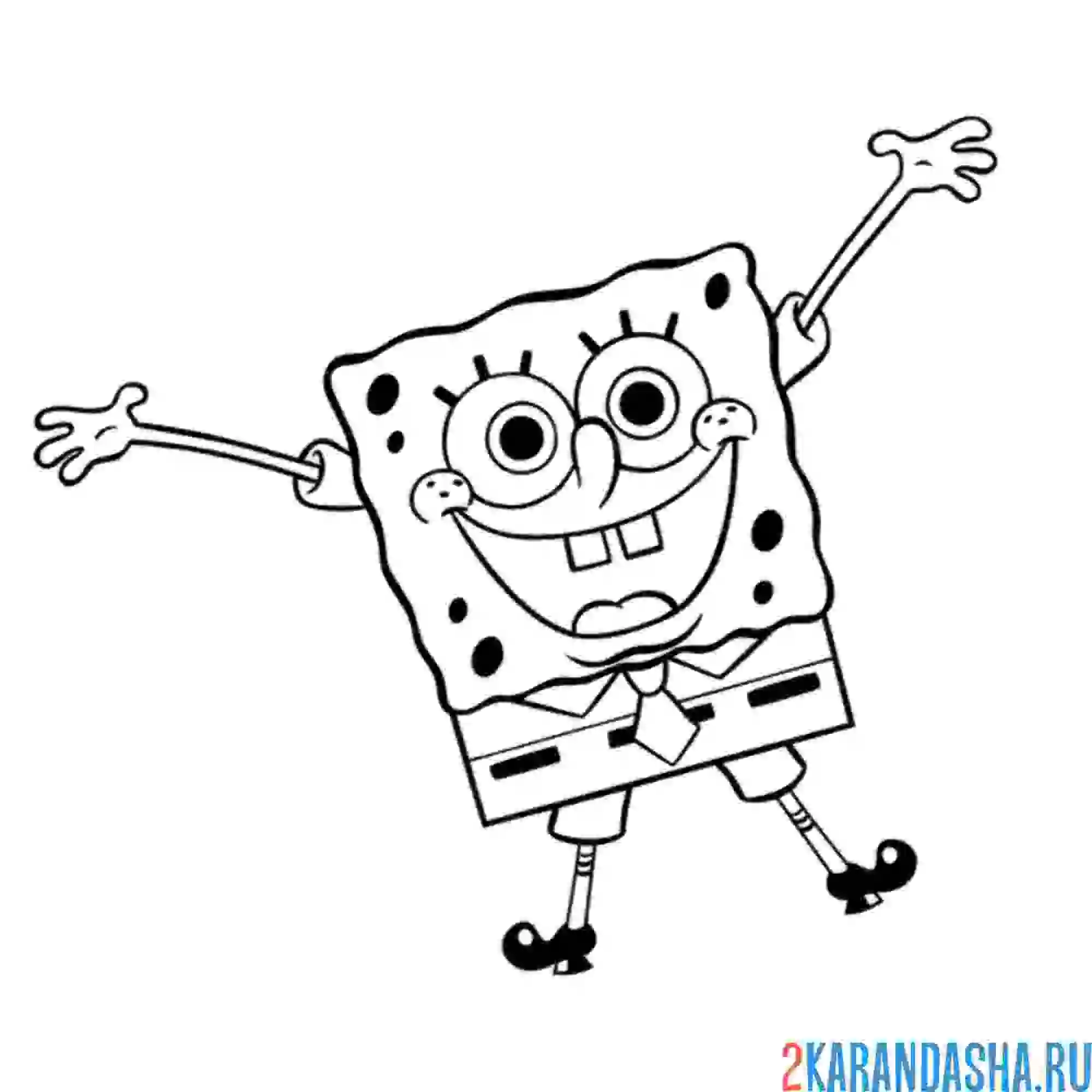 Раскраска губка боб прыгает