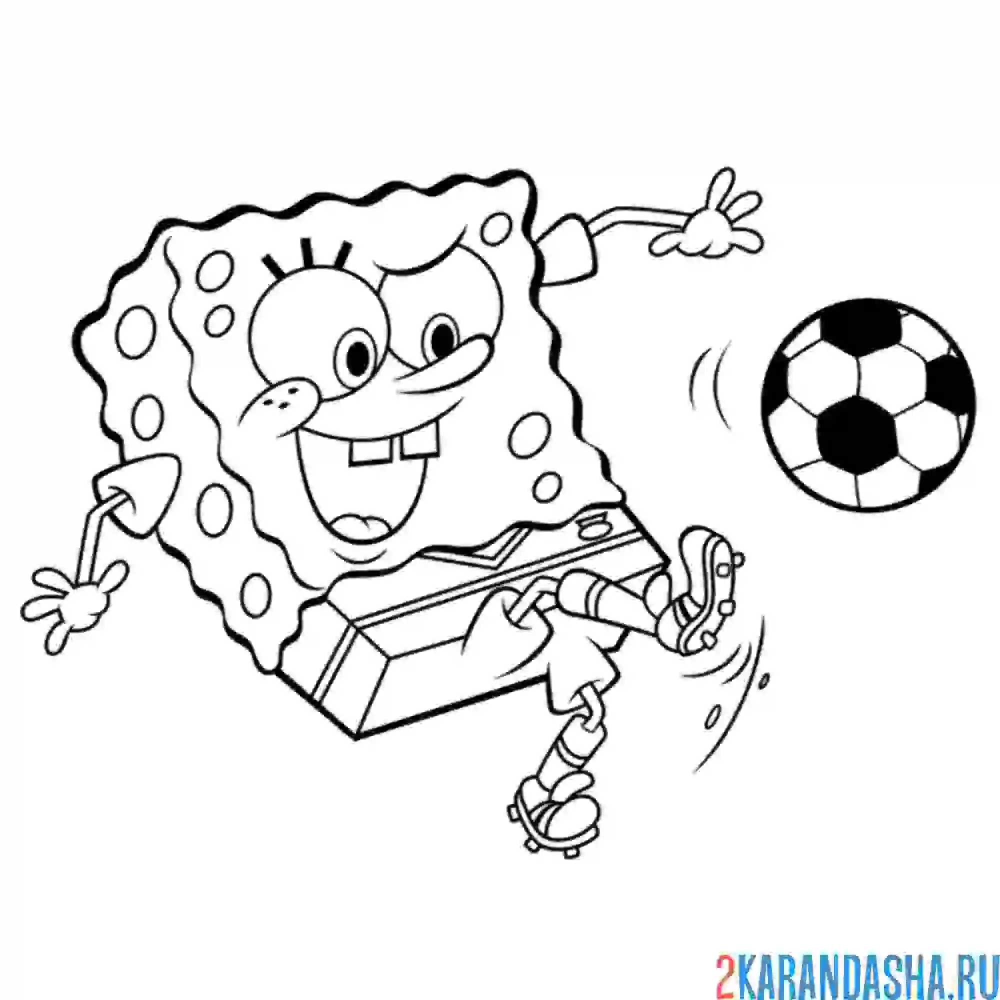 Раскраска губка боб играет в мяч