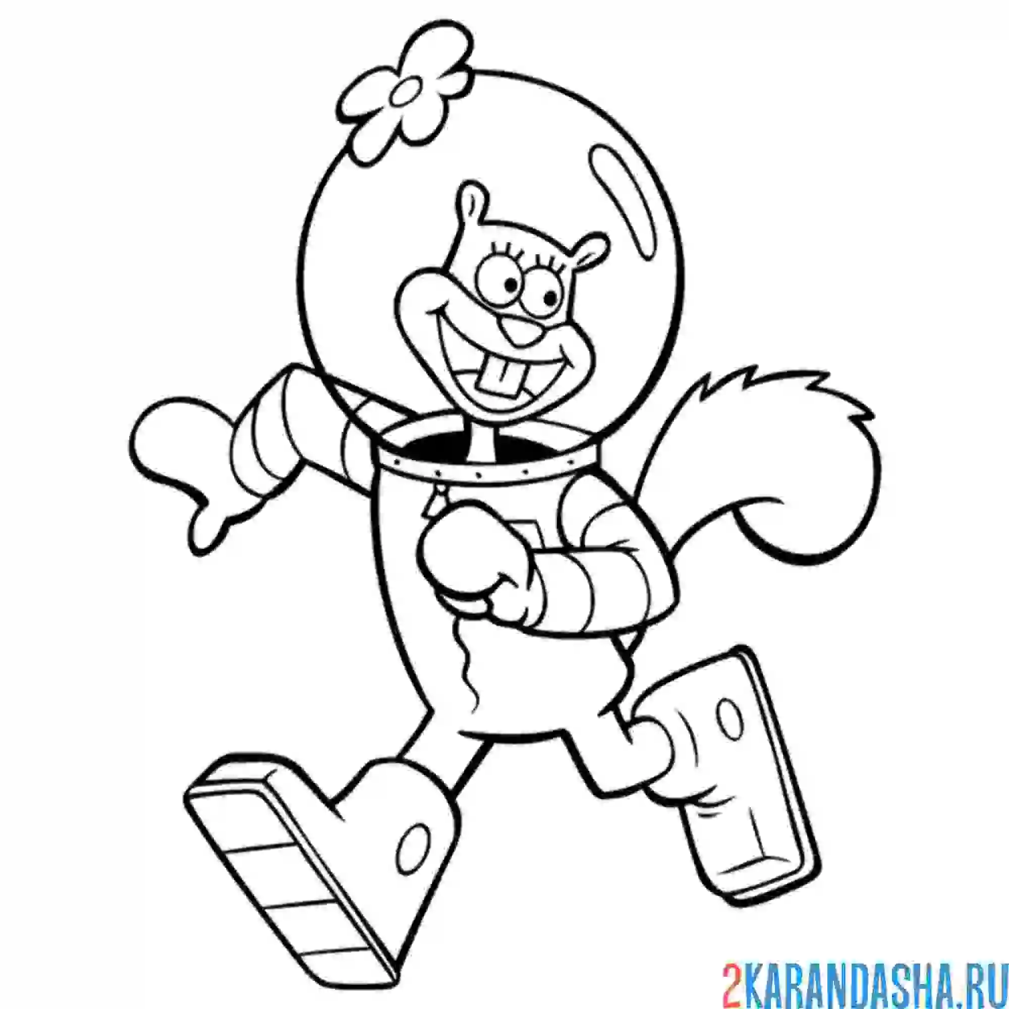 Раскраска сэнди бежит под водой