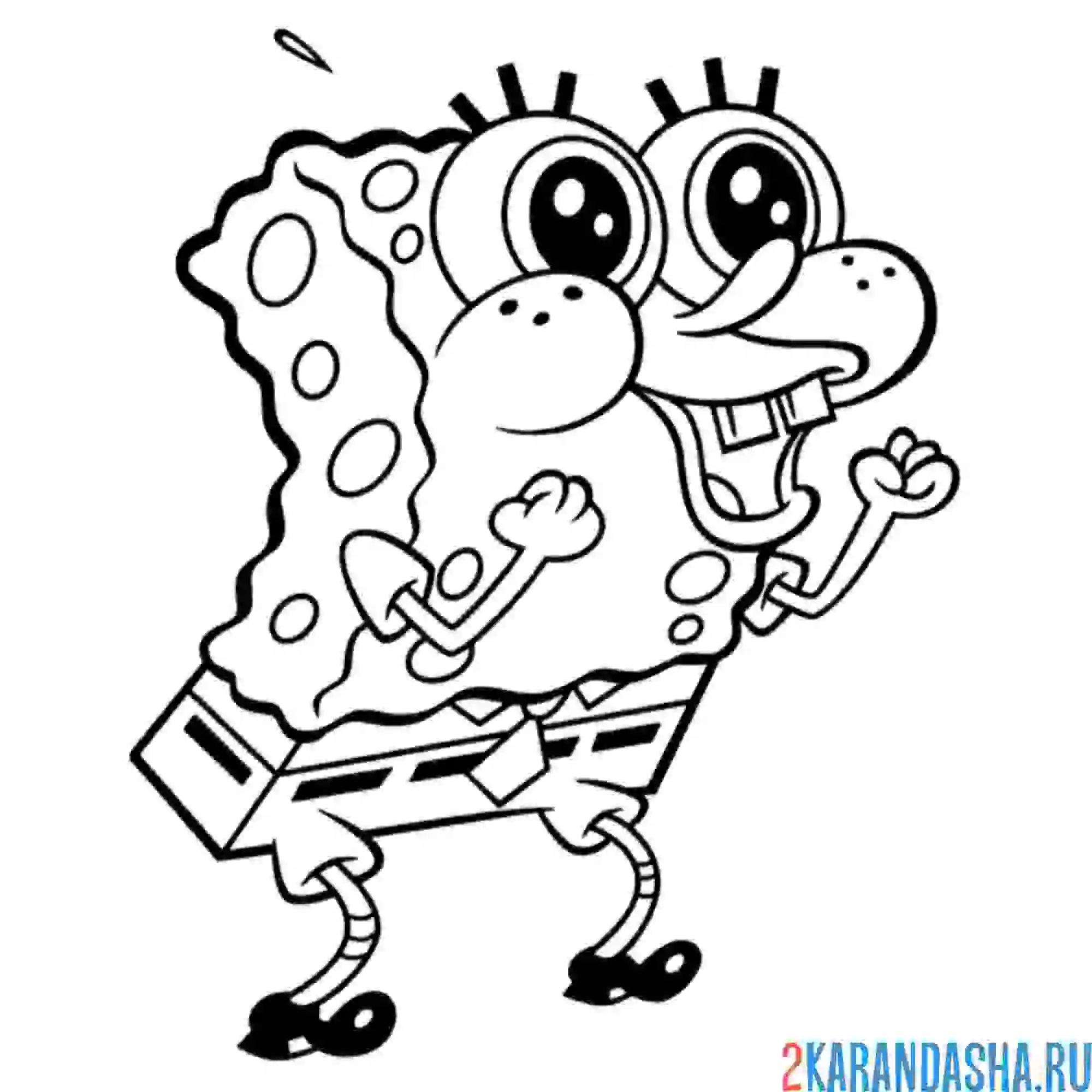 Раскраска губка боб увидел медузу