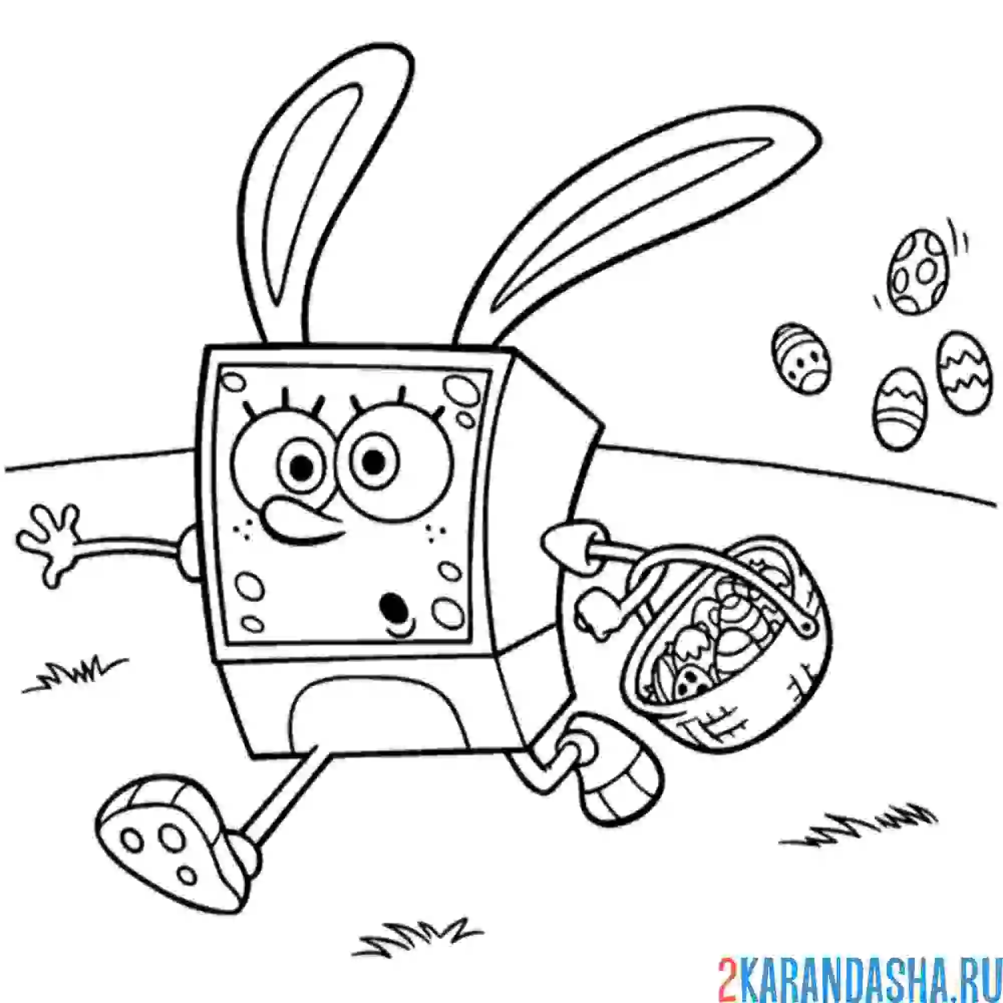 Раскраска губка боб пасхальный кролик