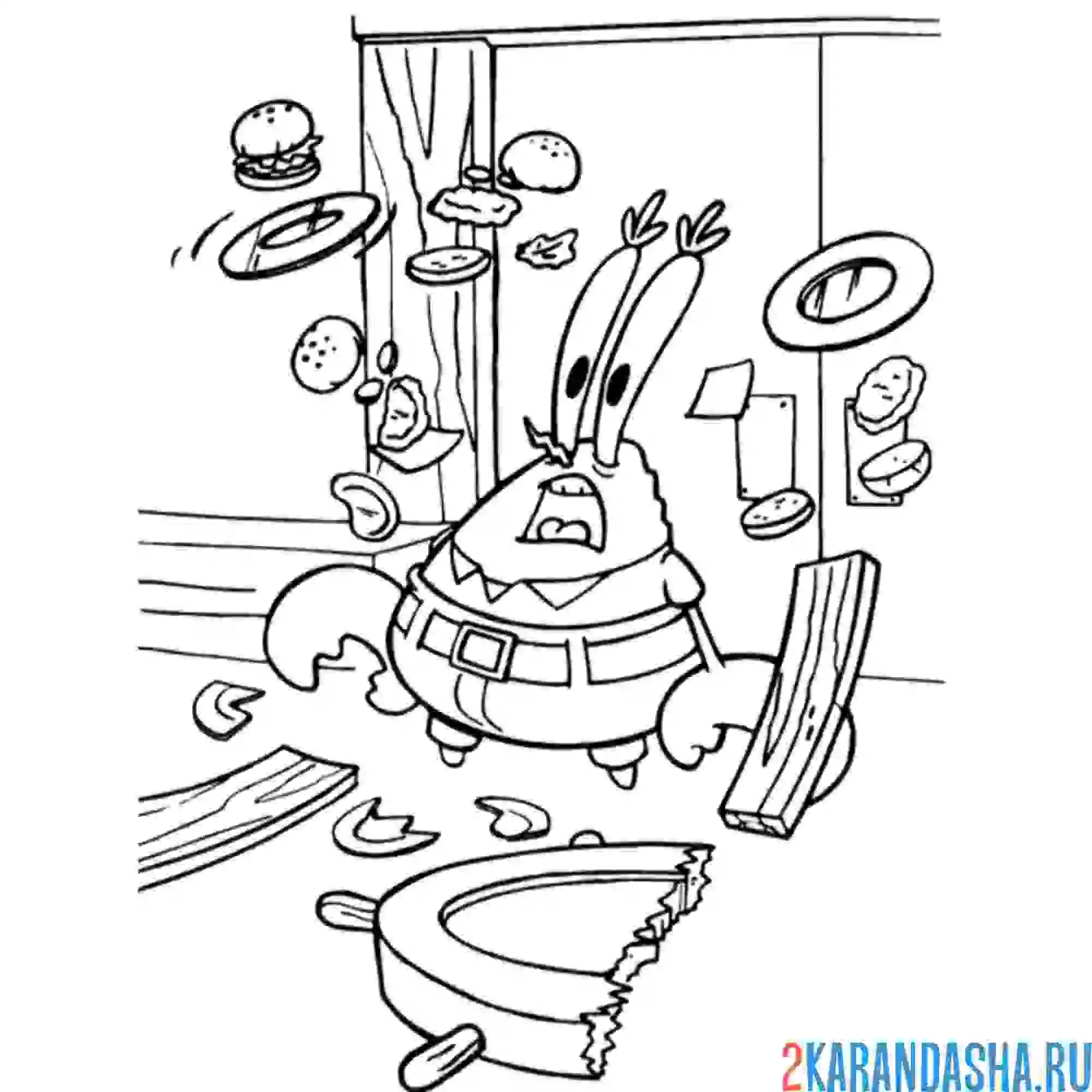 Раскраска мистер крабс в шоке