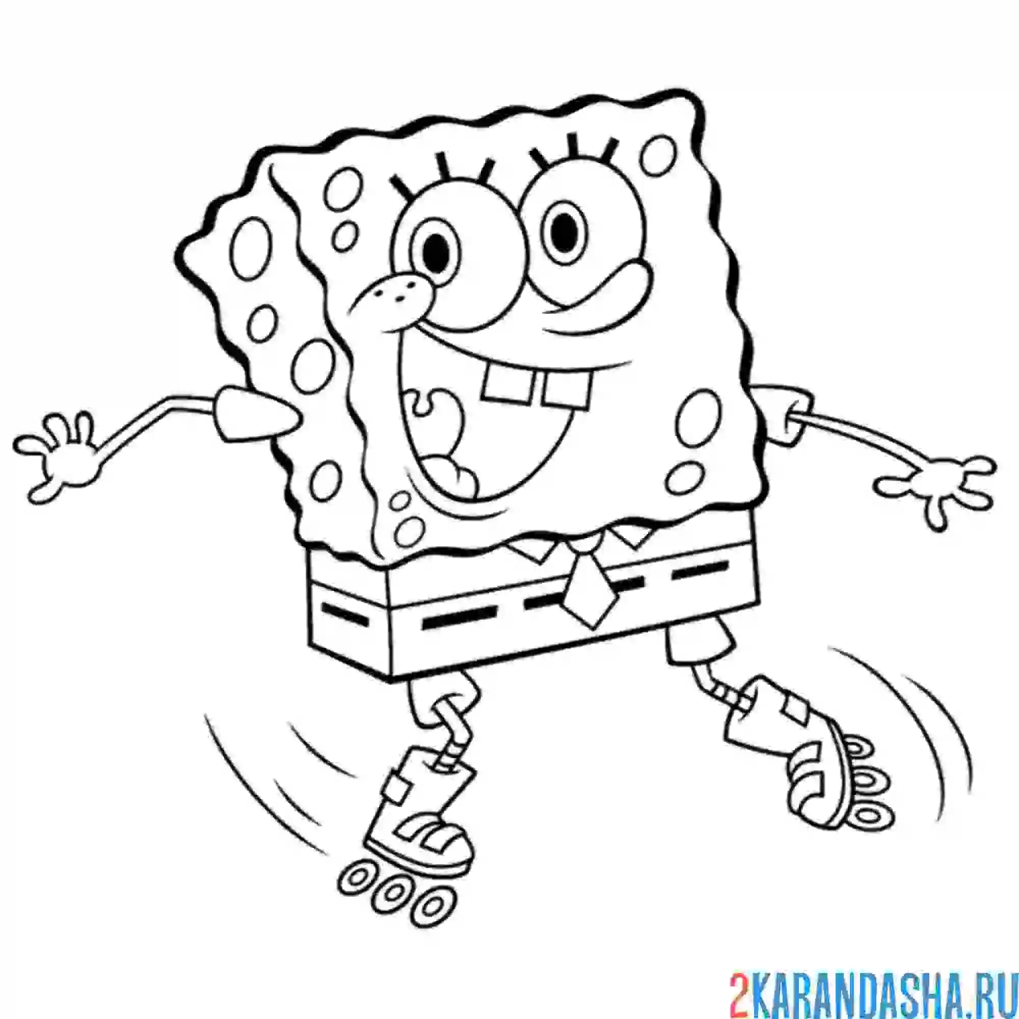 Раскраска губка боб на роликах