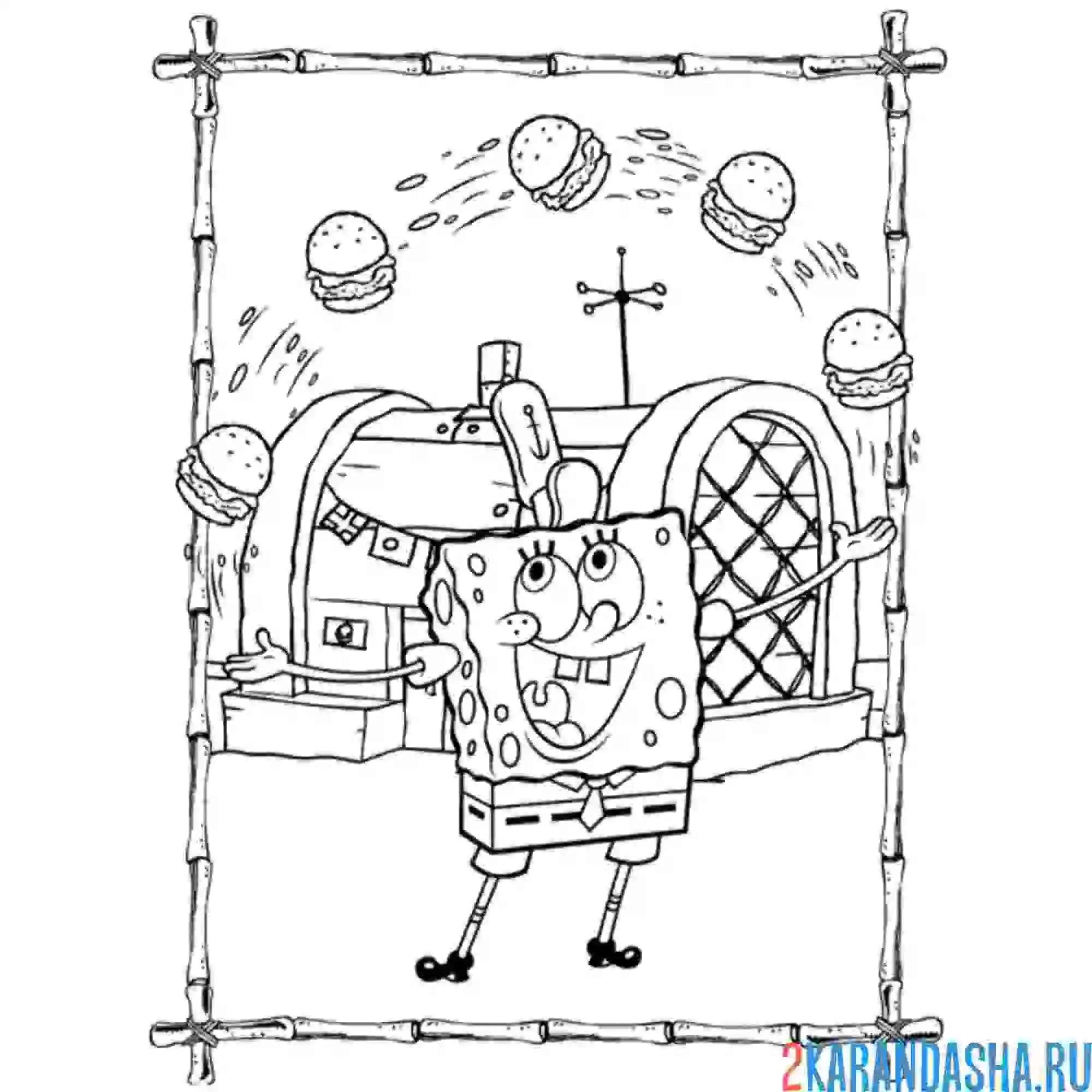 Раскраска спанч боб жанглер
