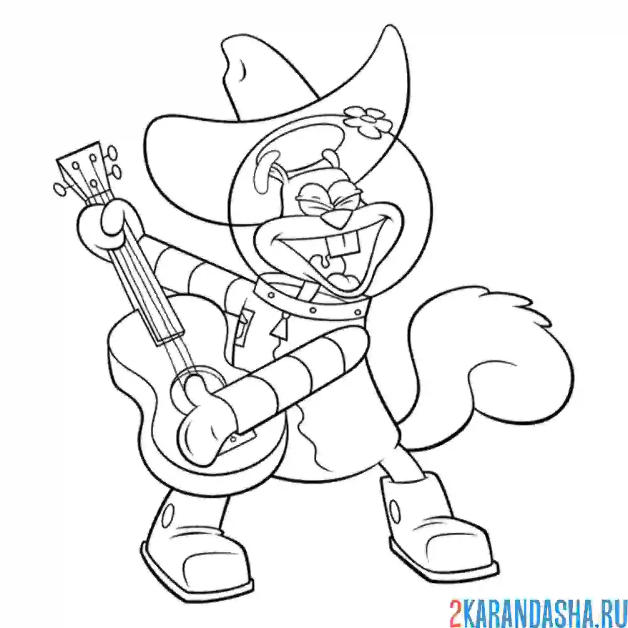 Раскраска сэнди с гитарой