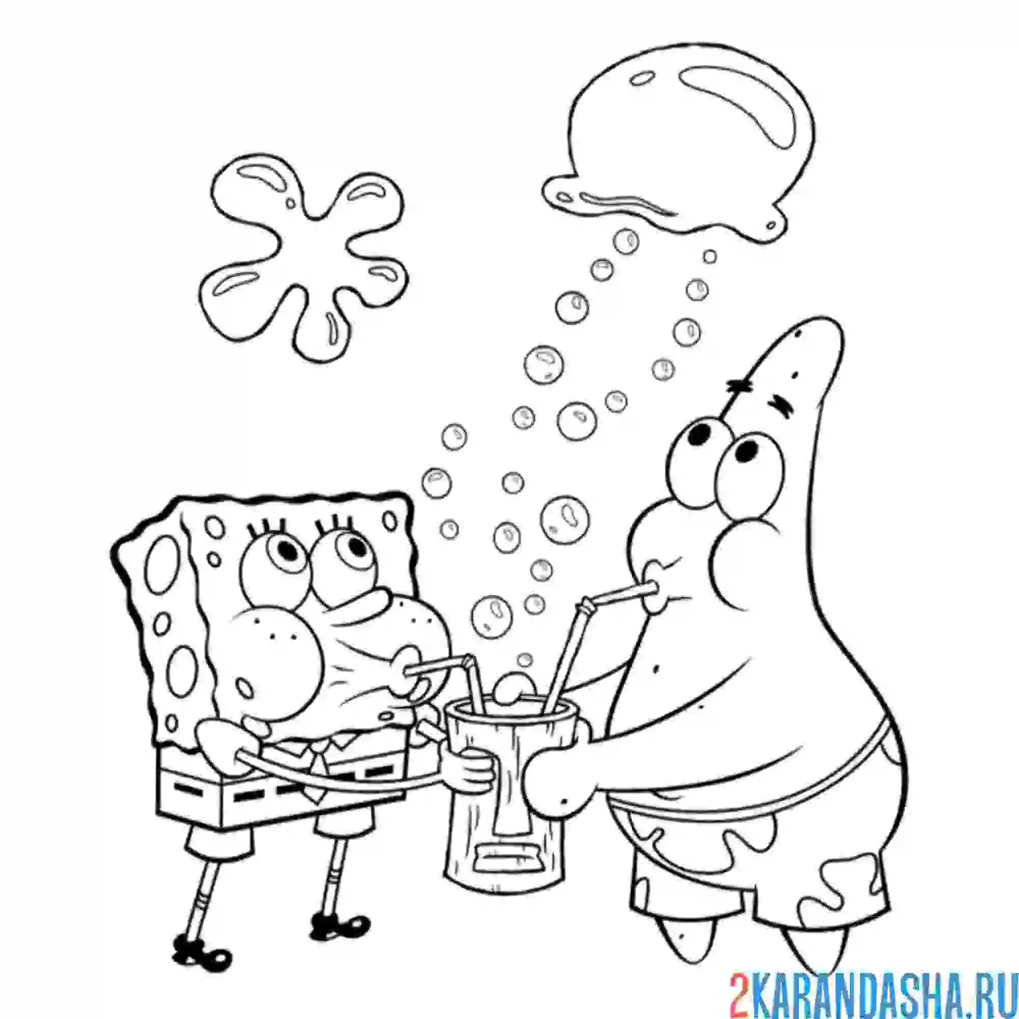 Раскраска губка боб мыльный пузырь