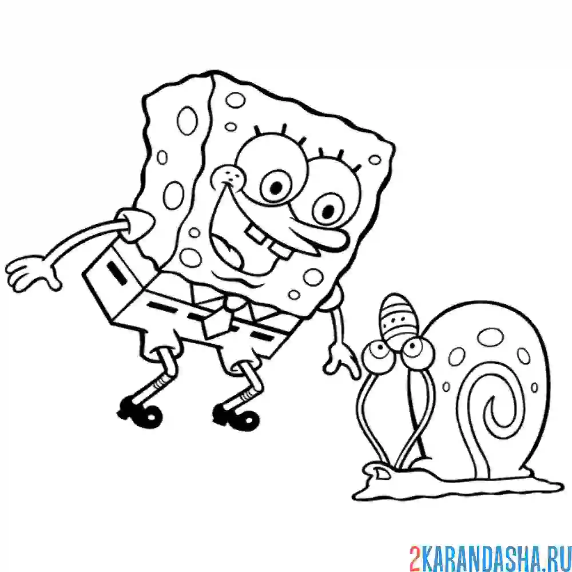 Раскраска губка боб гладит гэри