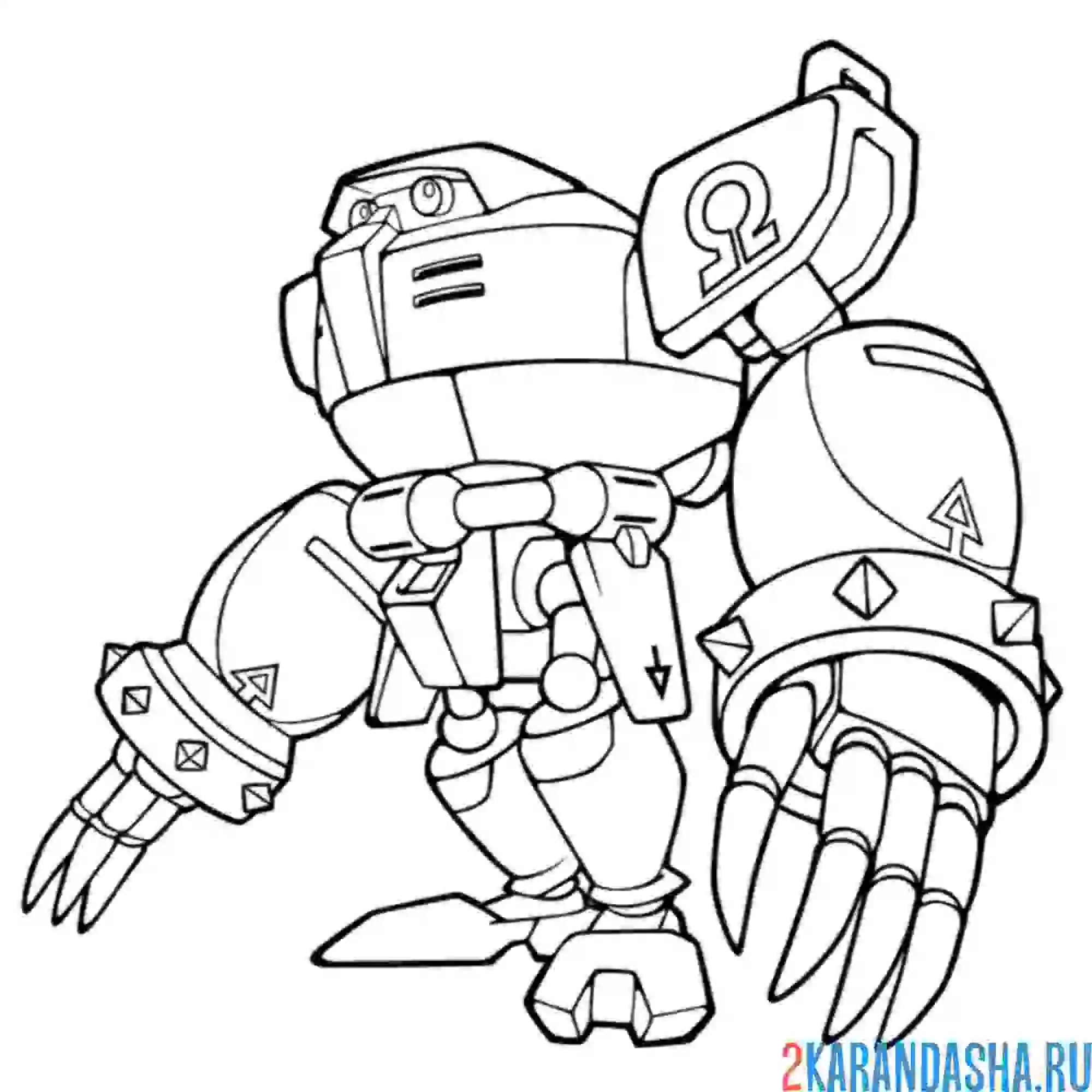 Раскраска робот е-123 омега