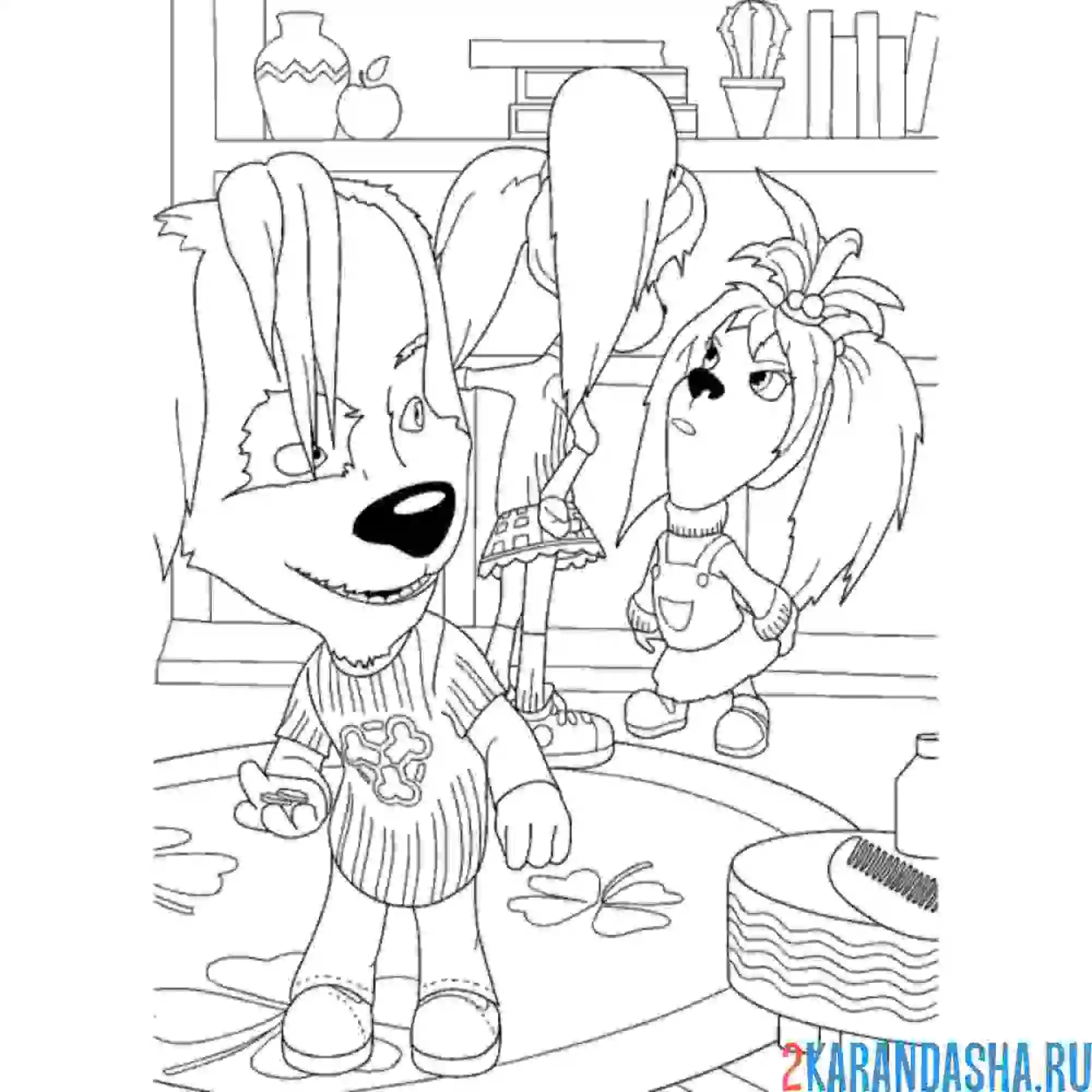 Раскраска дружок, лиза и роза барбоскины