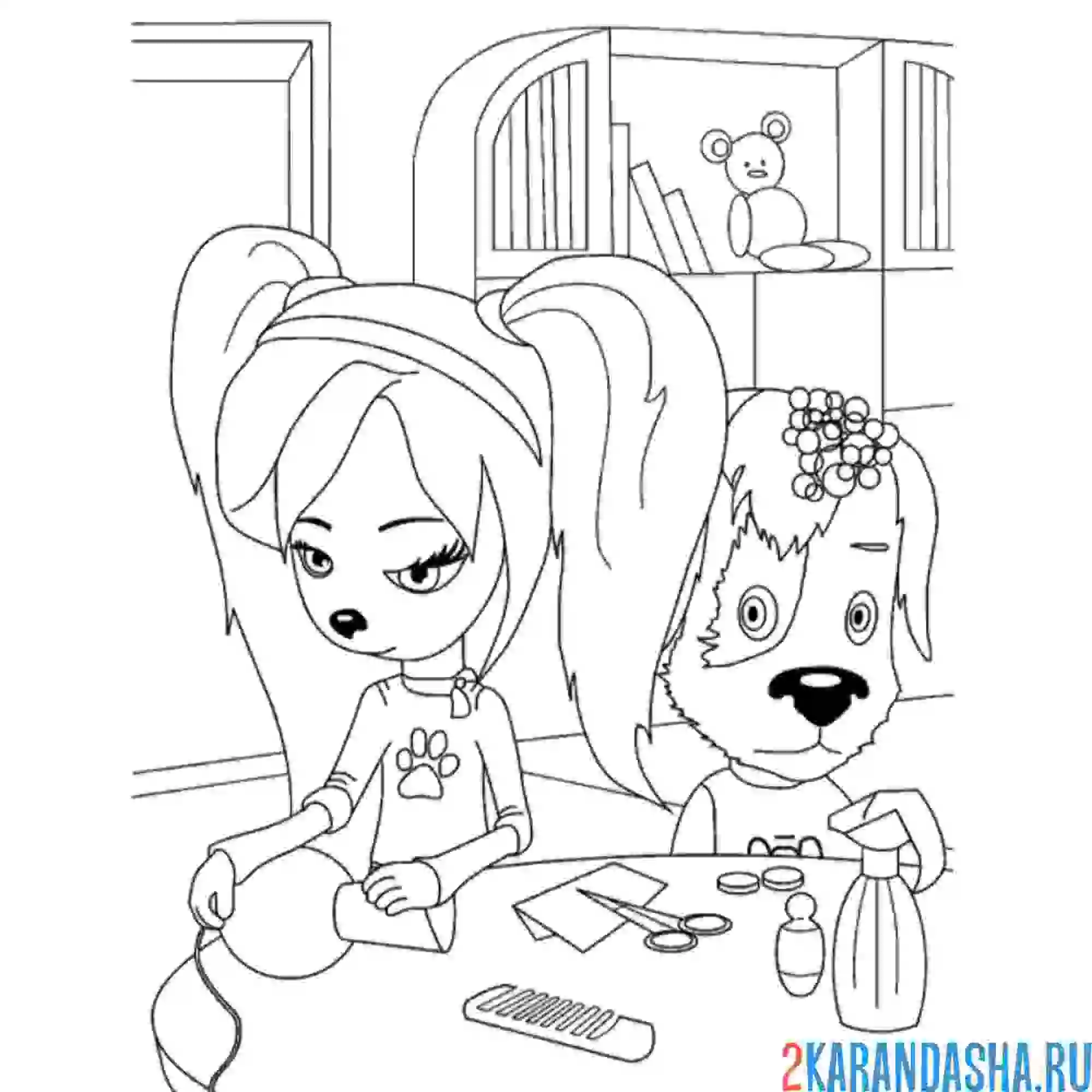 Раскраска роза и дружок творят