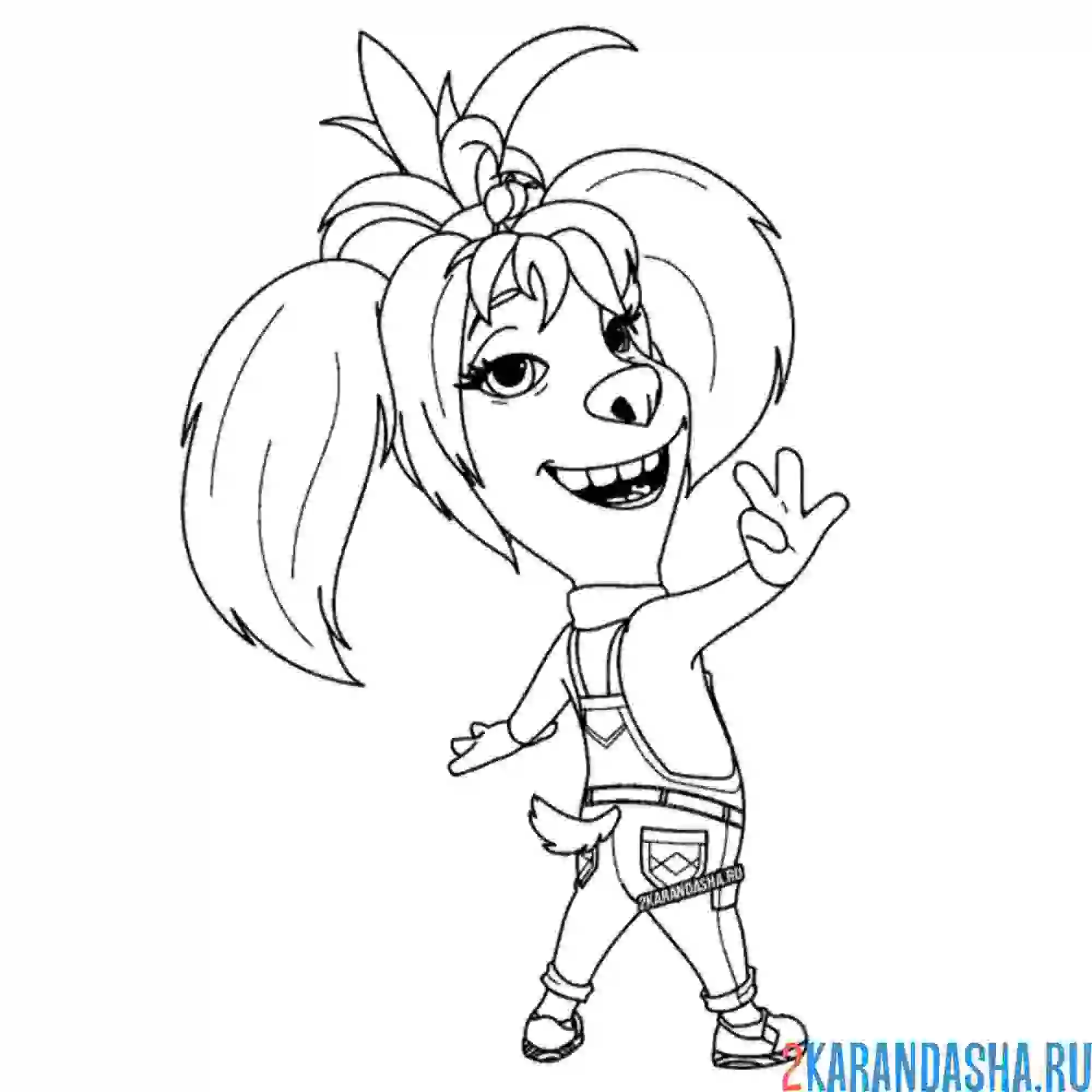 Раскраска лиза барбоскина показывает три