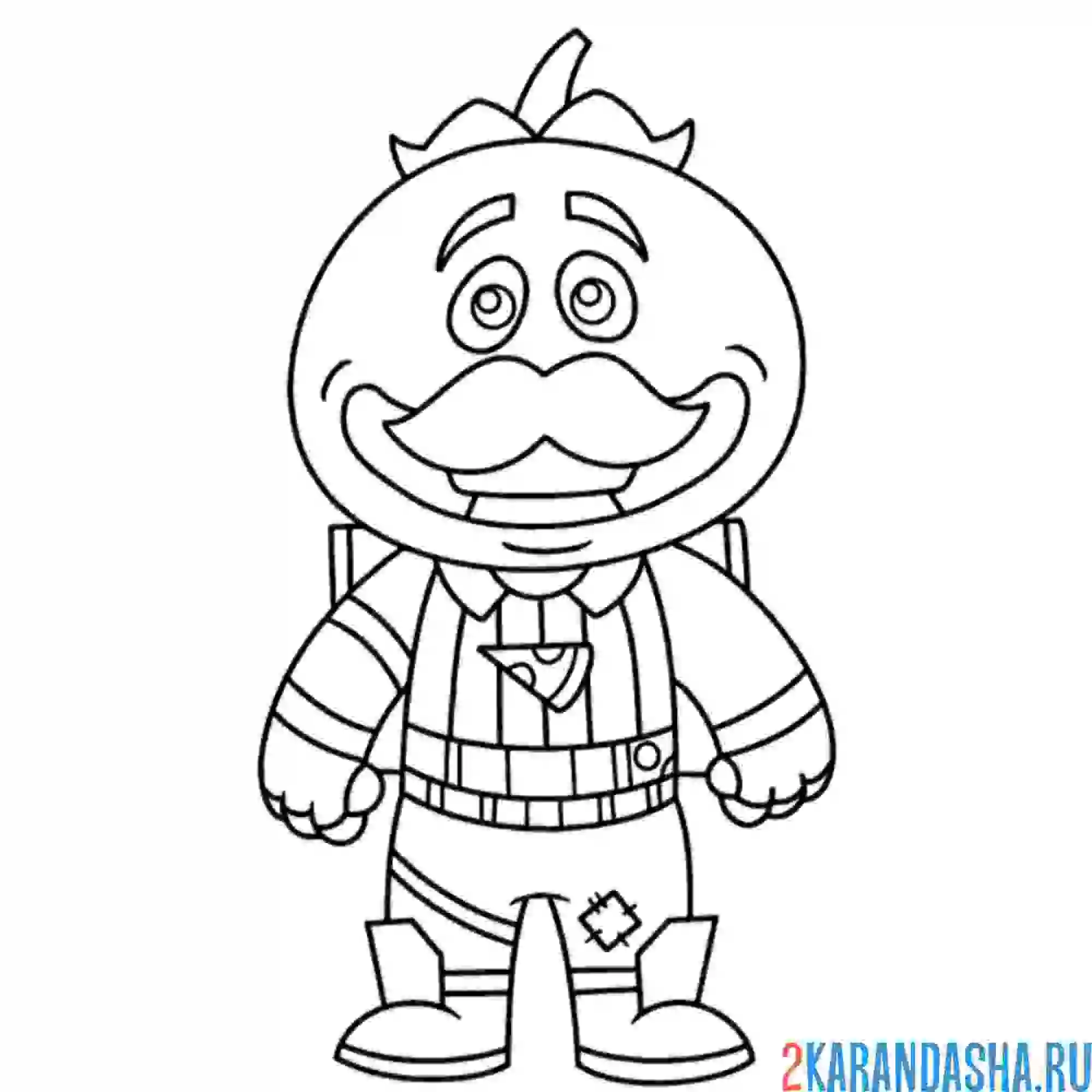 Раскраска синьор помидор фортнайт