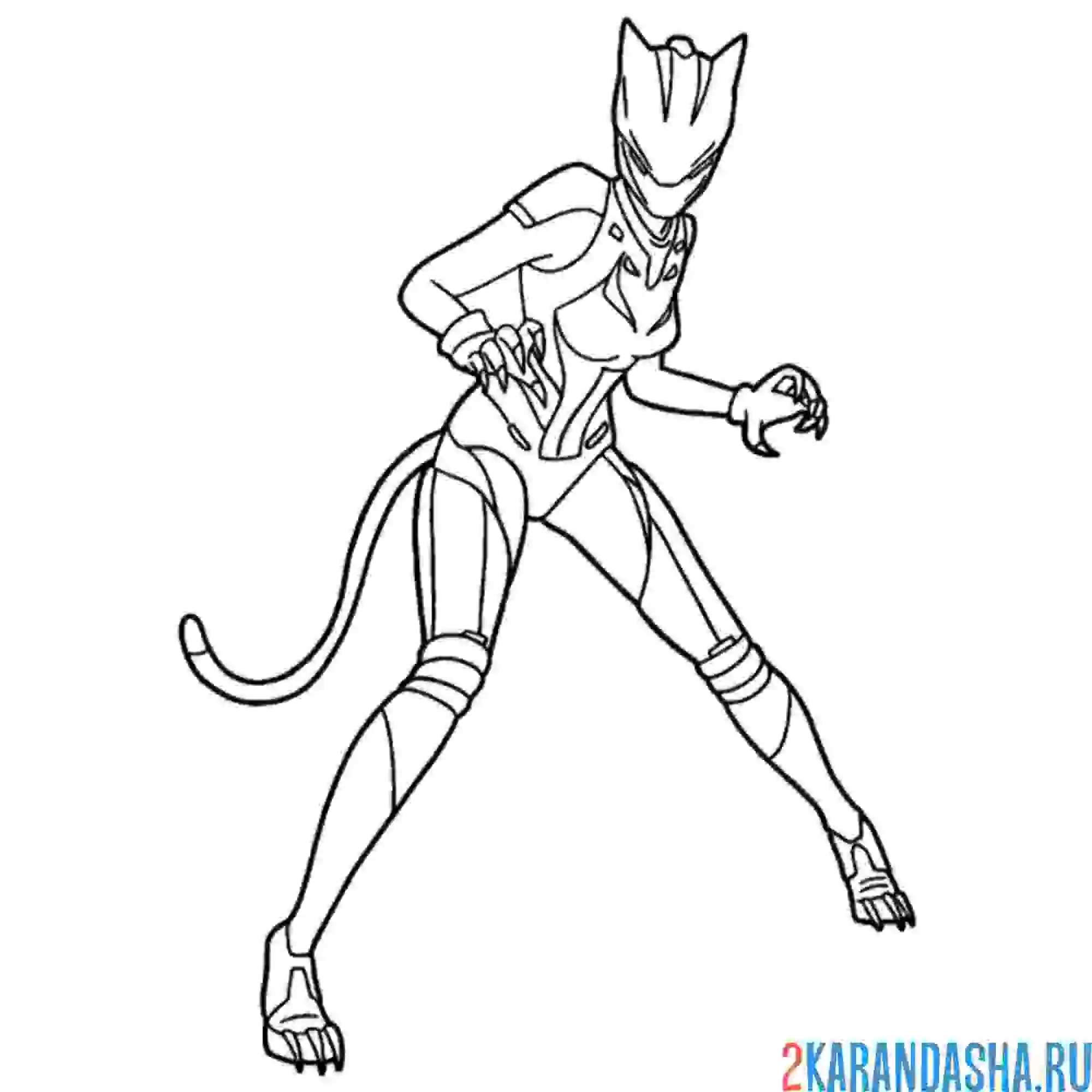 Раскраска неоновая рысь фортнайт