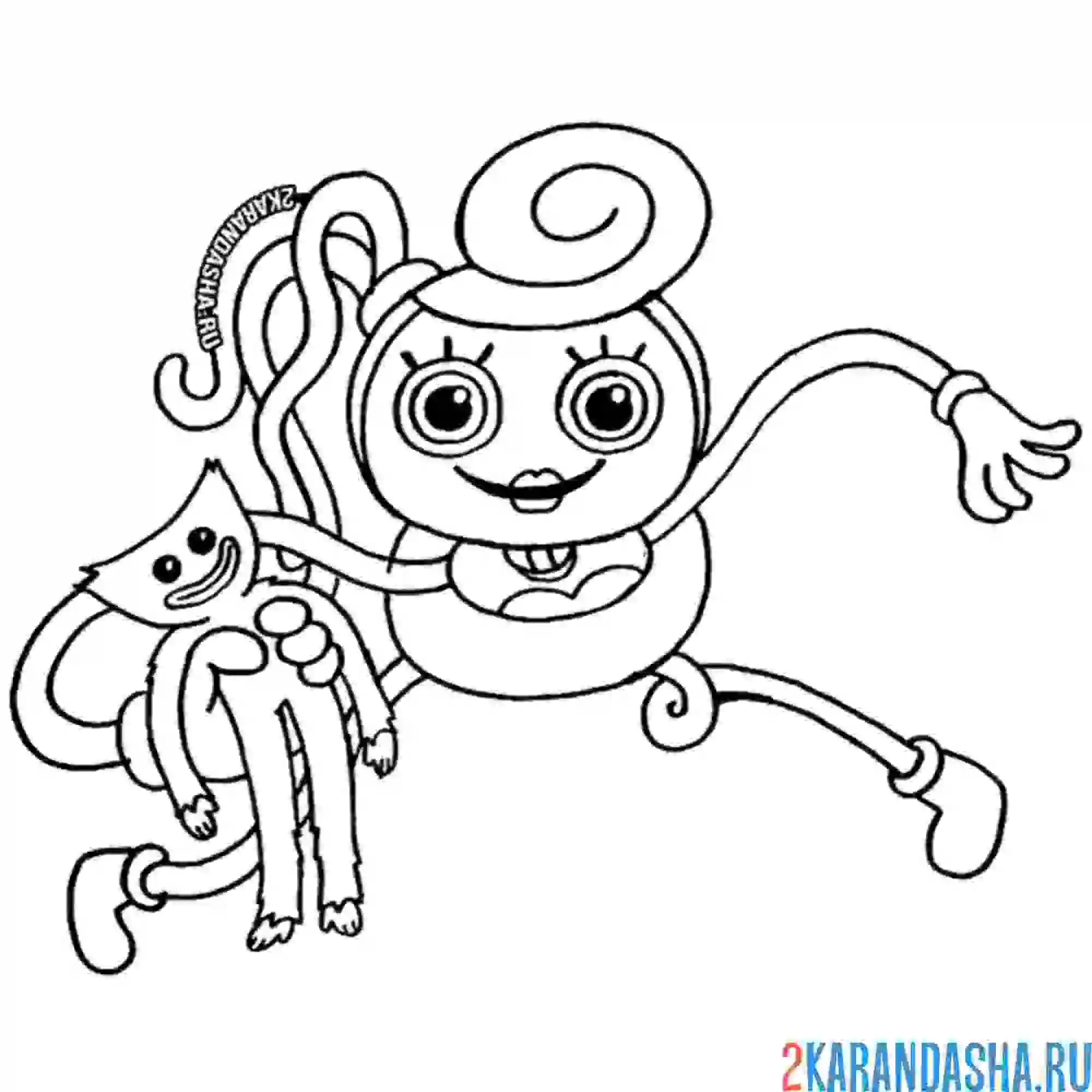 Раскраска длинноногая мама хагги вагги