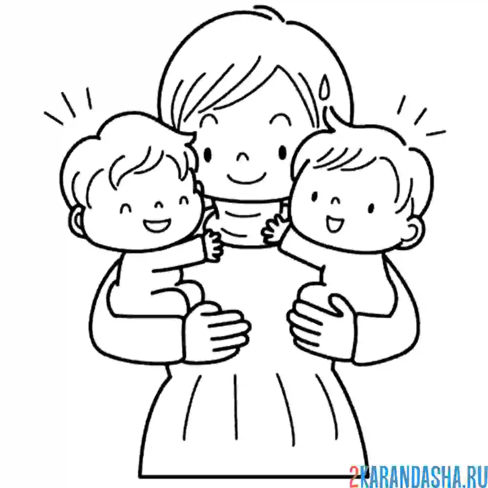 Раскраска мама с малышами