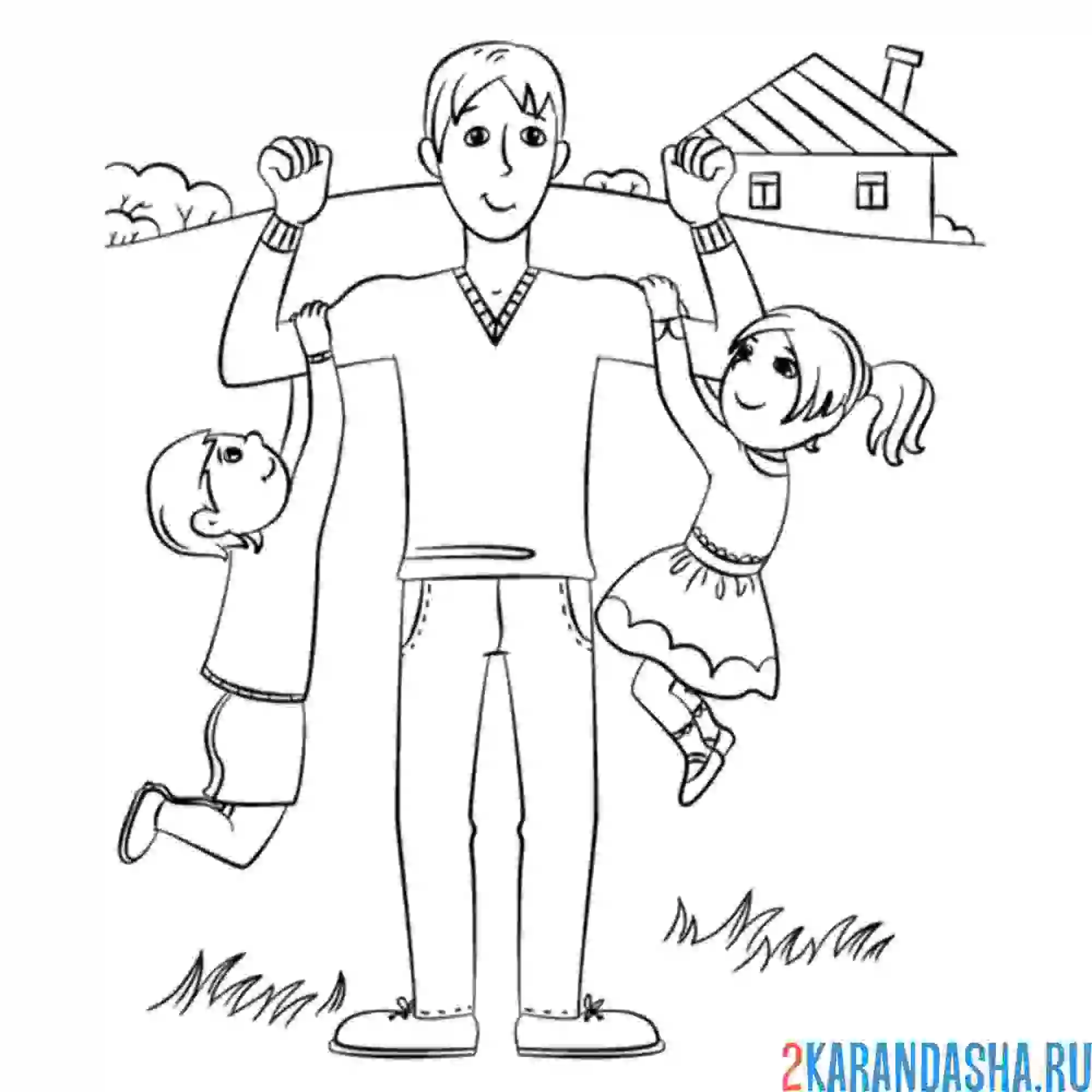 Раскраска папа сильный