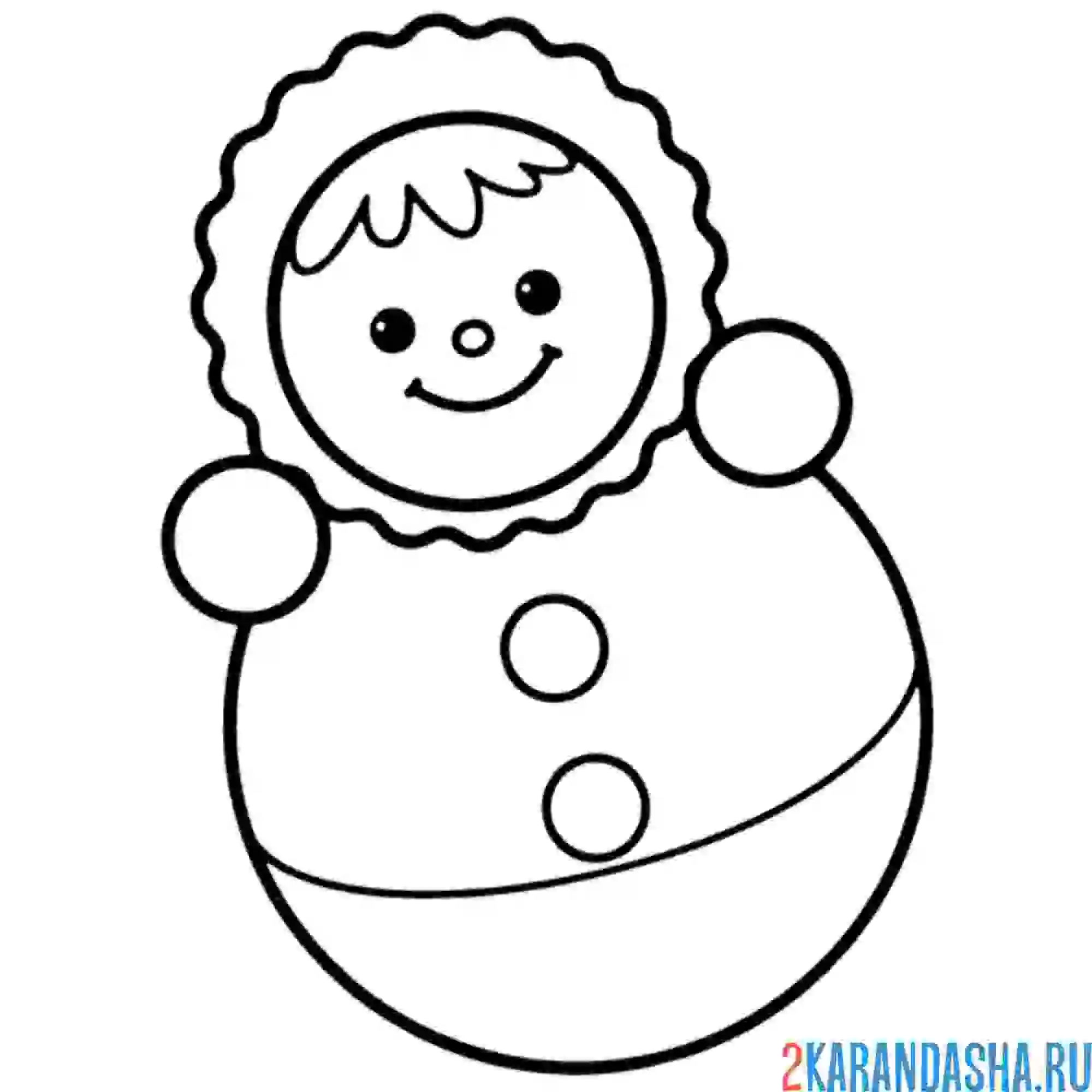 Раскраска неваляшка улыбается