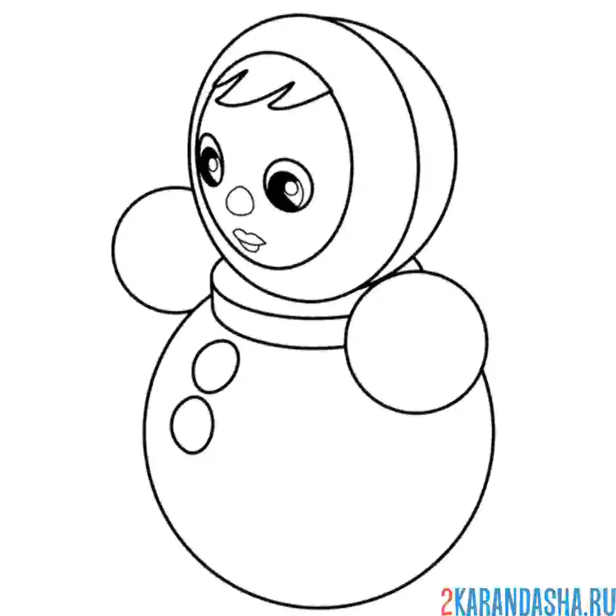 Раскраска неваляшка сбоку