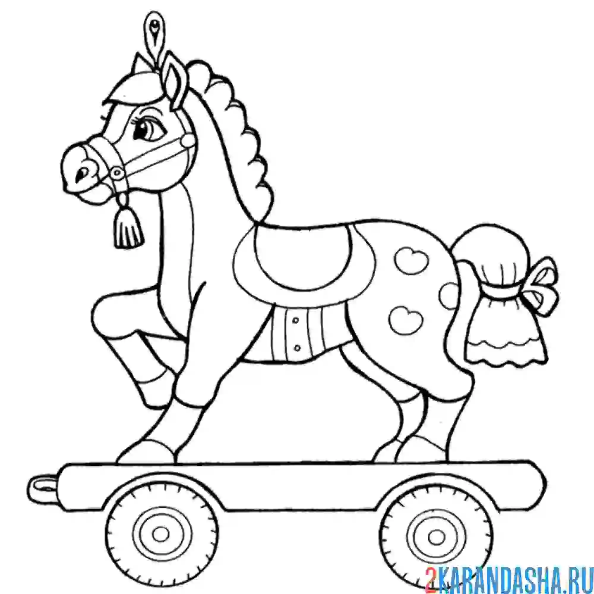 Раскраска красивая лошадь каталка