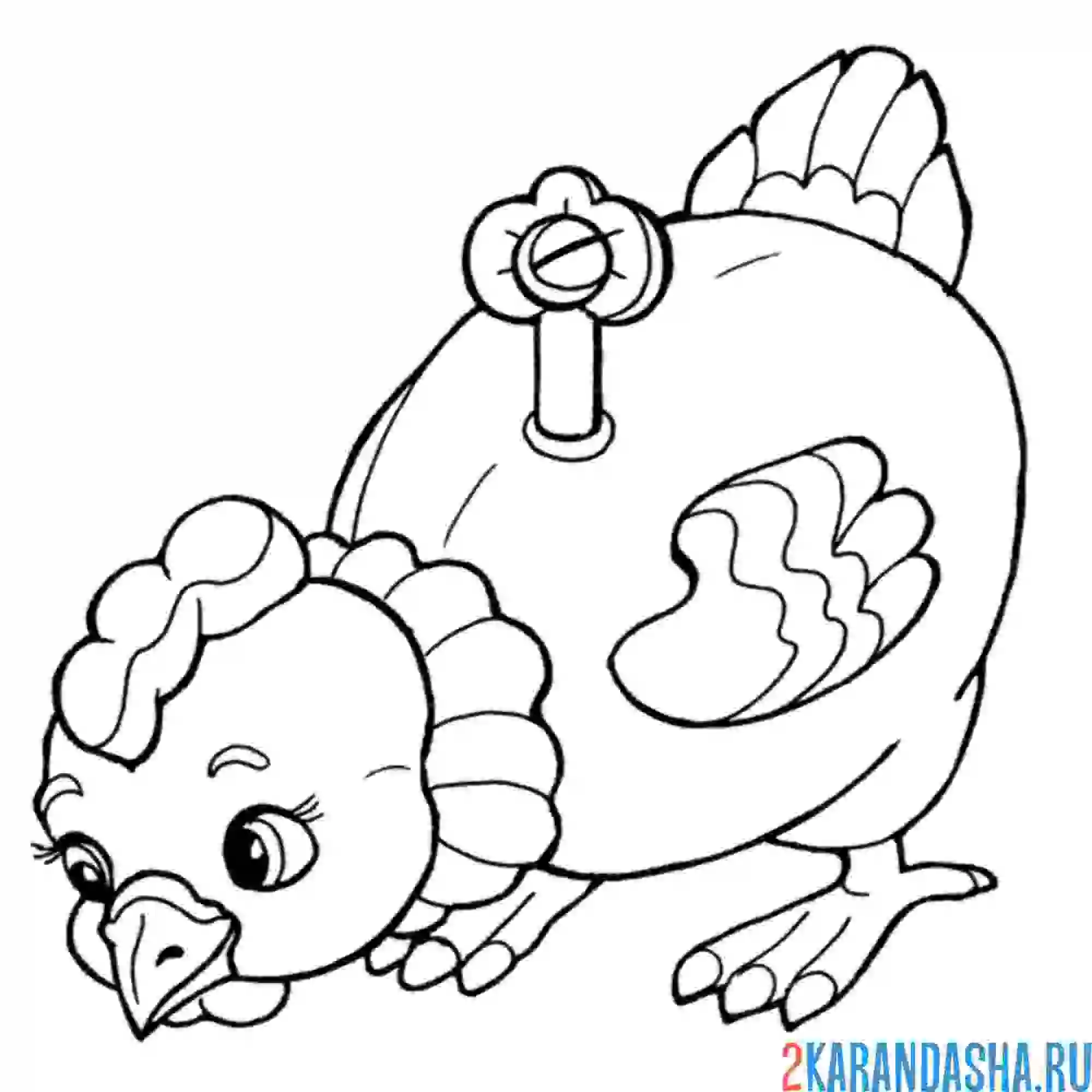 Раскраска заводная курочка