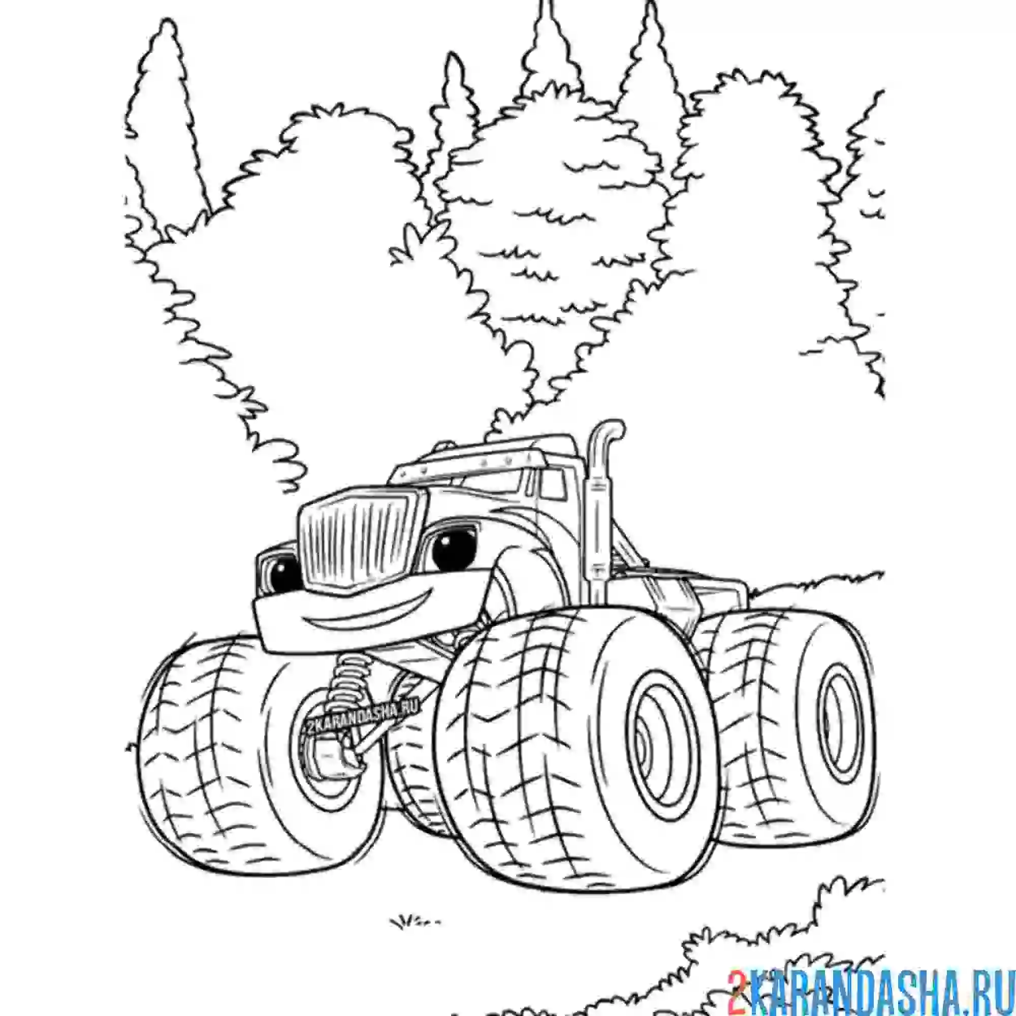 Раскраска крушила в лесу