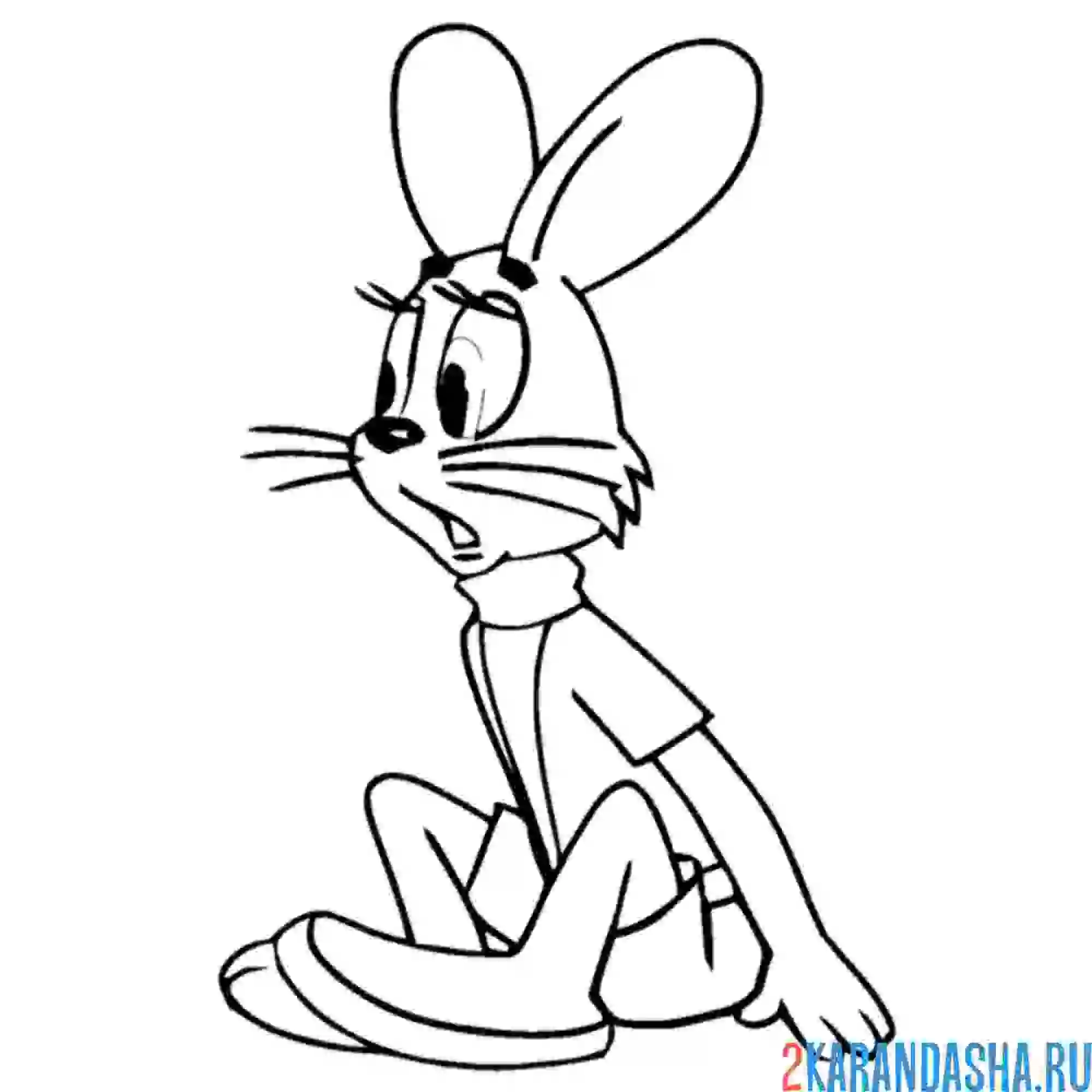 Раскраска испуганный заяц