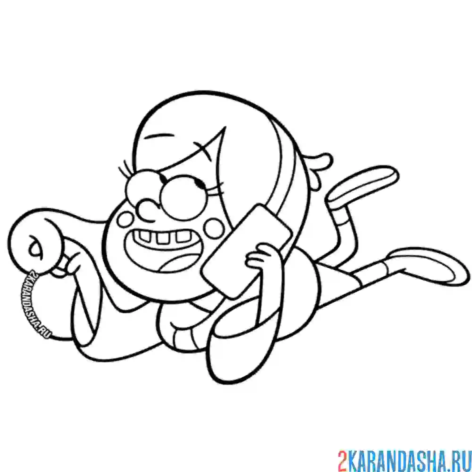 Раскраска мэйбл пайнс болтает по телефону